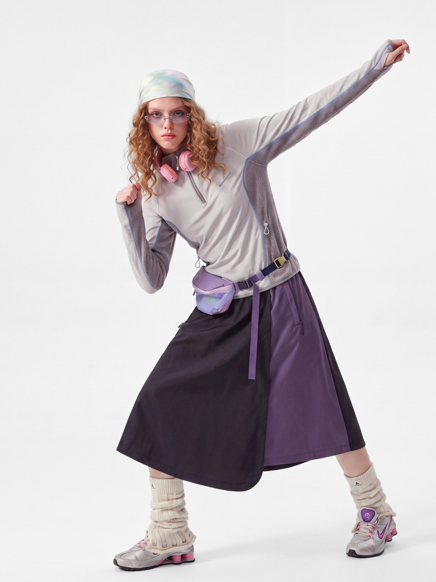 FadeSplit - Women's Fleece-Lined Utility Half-Zip Long-Sleeve Top