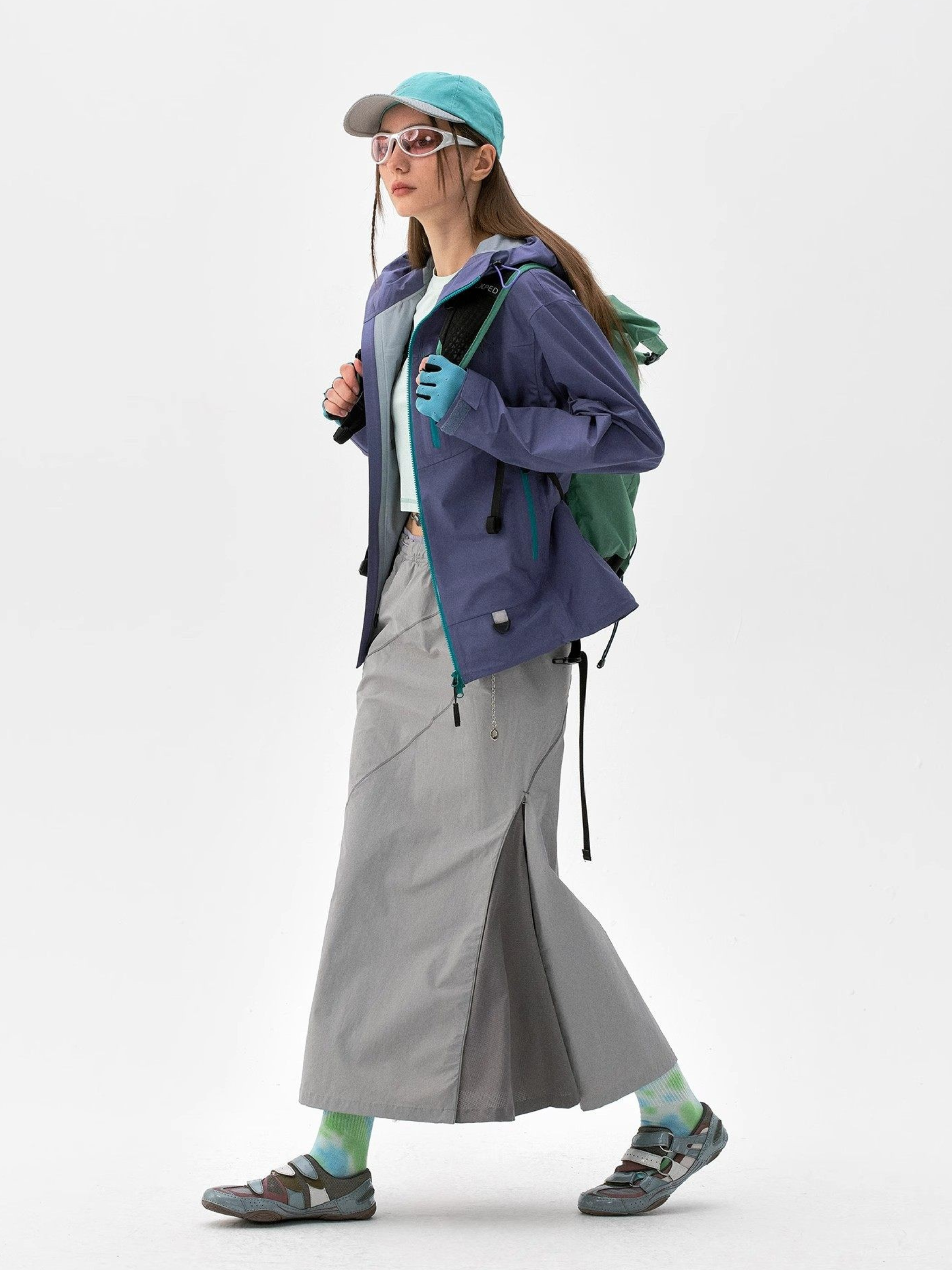 Dunewake - Women's Panelled Drawstring Waist Midi Skirt