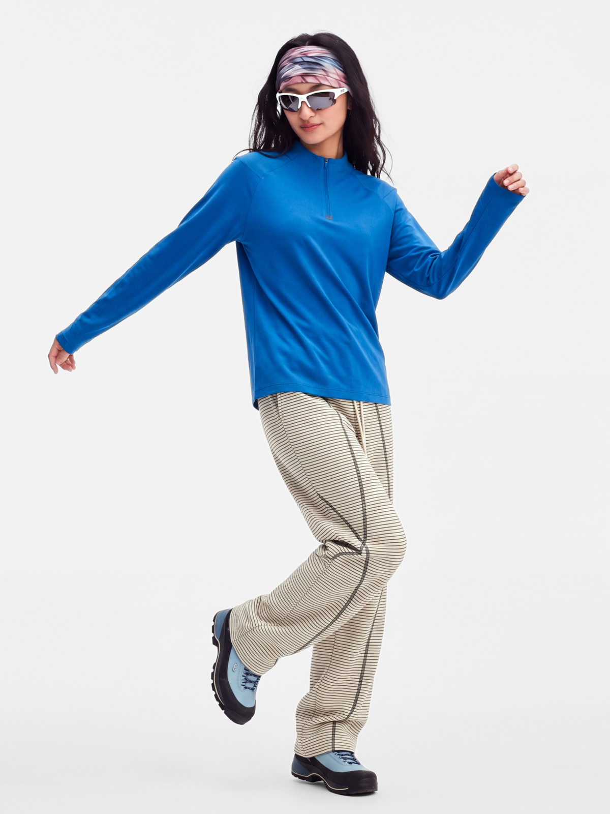 PaleLine - Women's Striped Wide-Leg Drawstring Pants