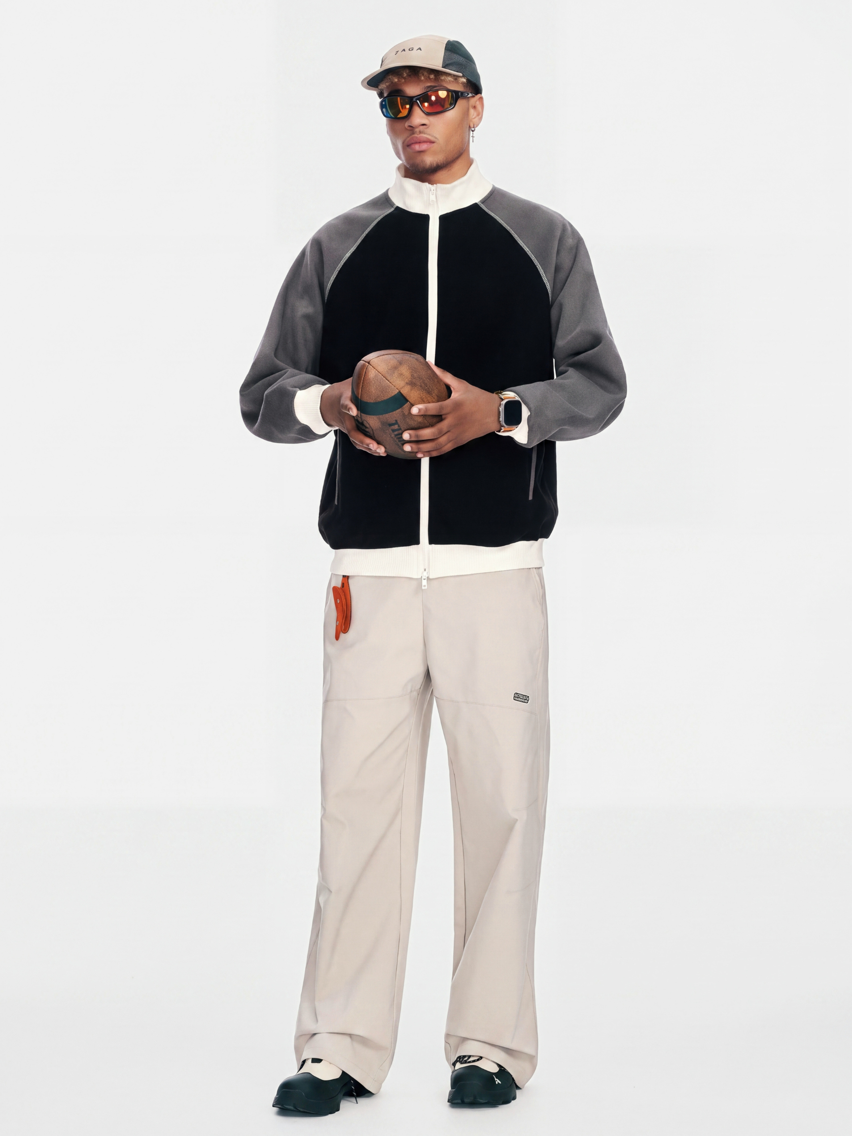 EdgeDrift - Unisex Color-Block Raglan Stand Collar Zip Jacket