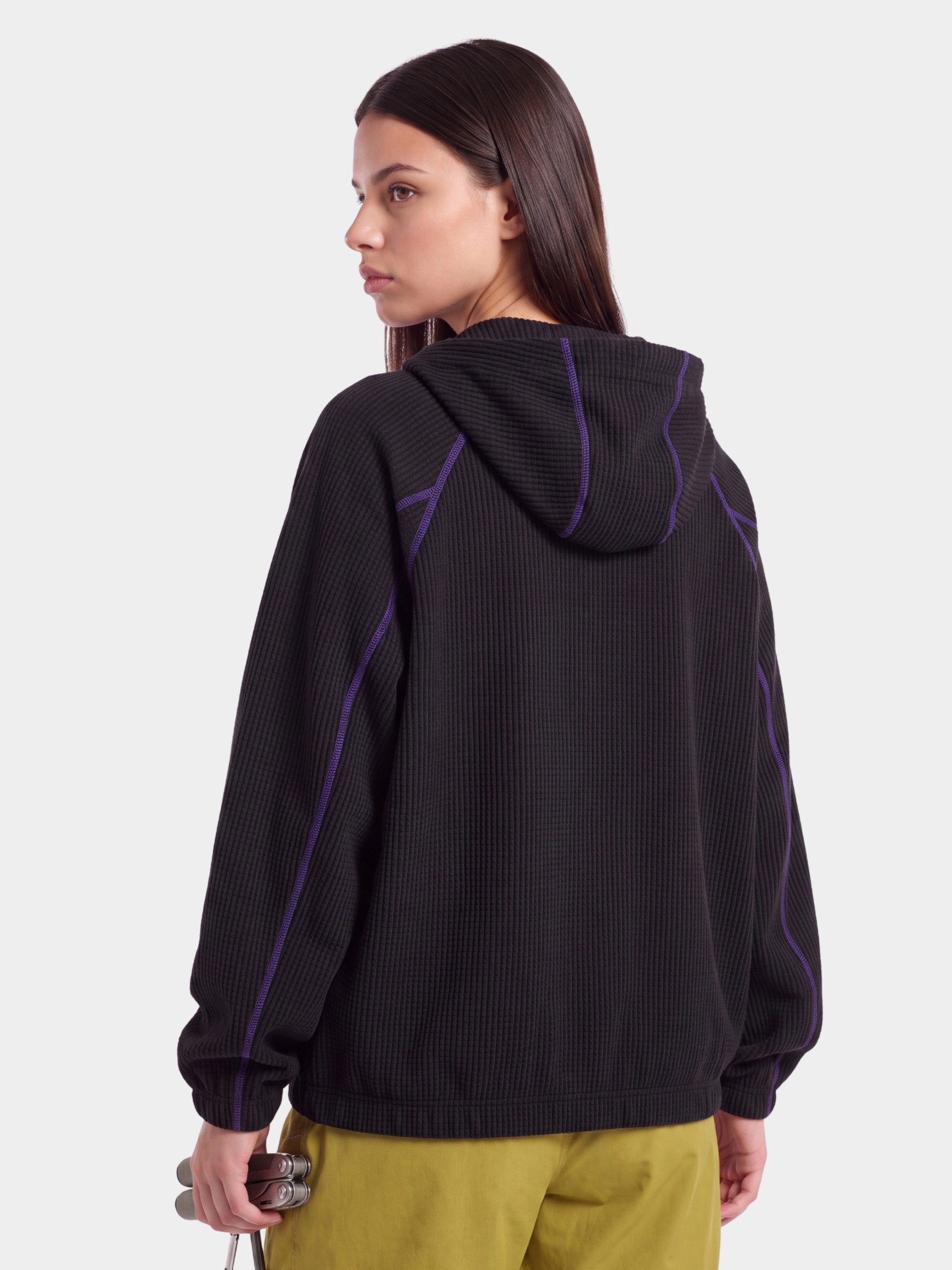 SplitVeil - Unisex Waffle Texture Contrast Stitch Zip-Up Jacket