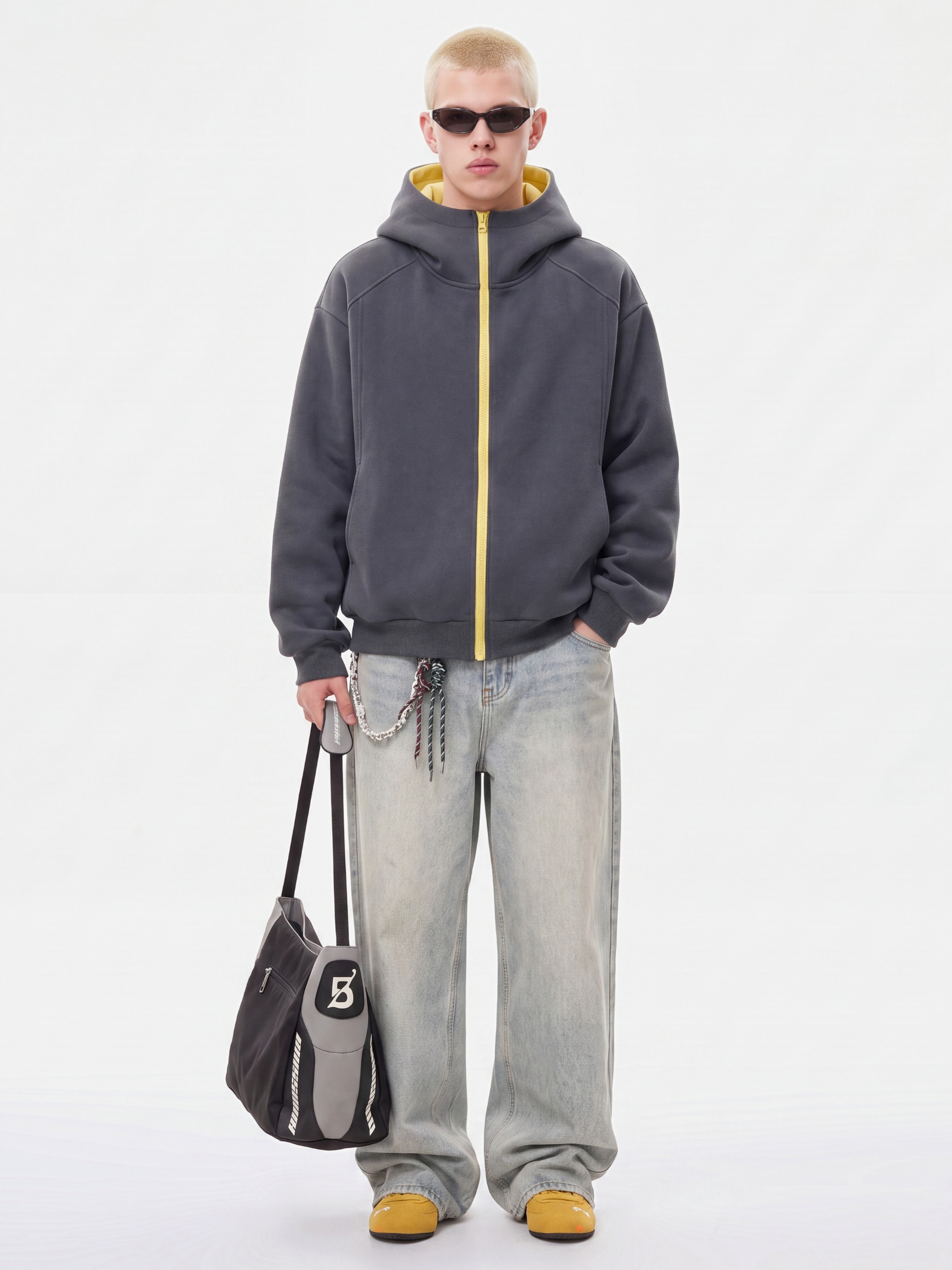 NeckVeil - Men's Contrast Color High Neck Zip-Up Jacket