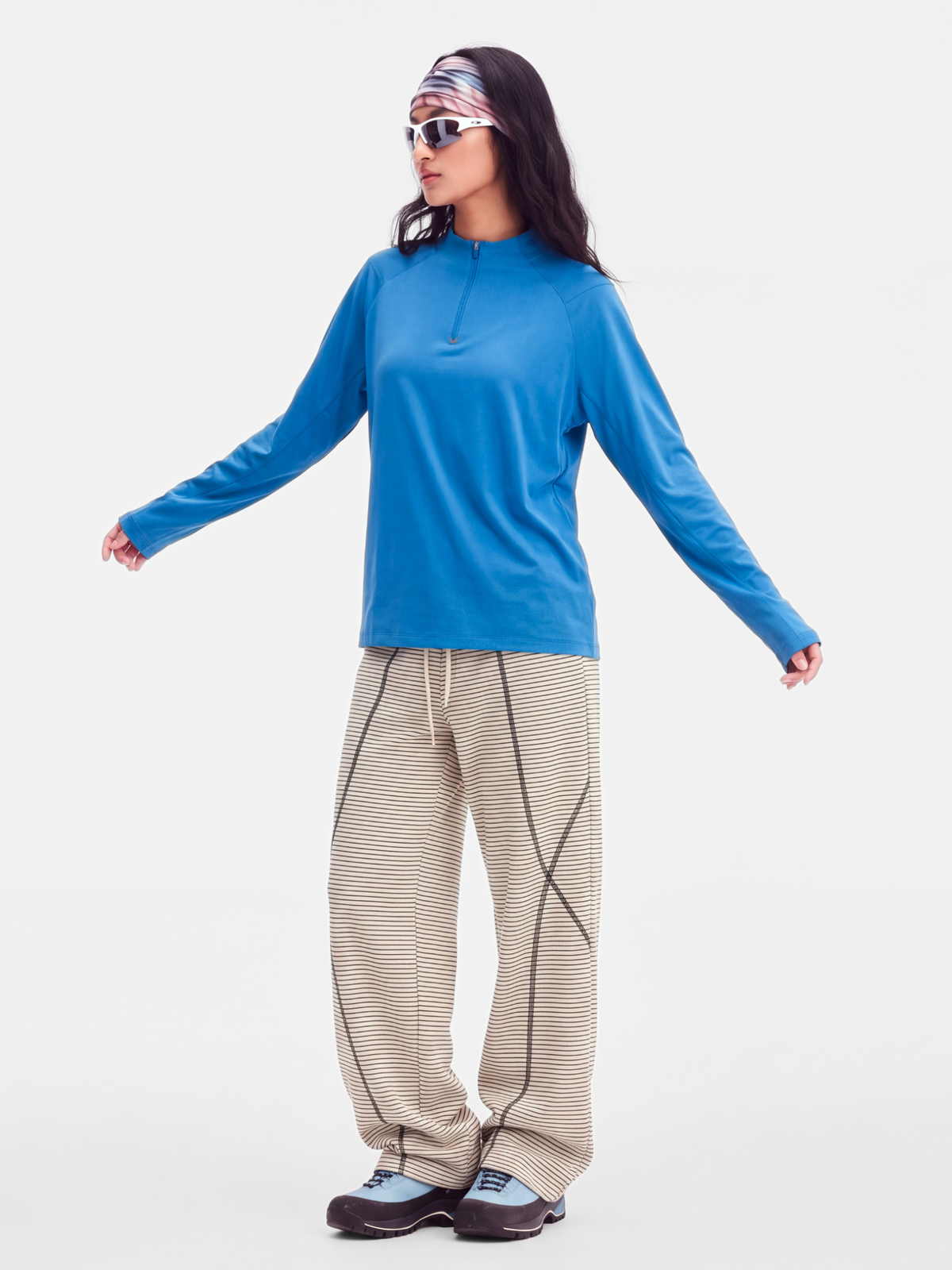 PaleLine - Women's Striped Wide-Leg Drawstring Pants