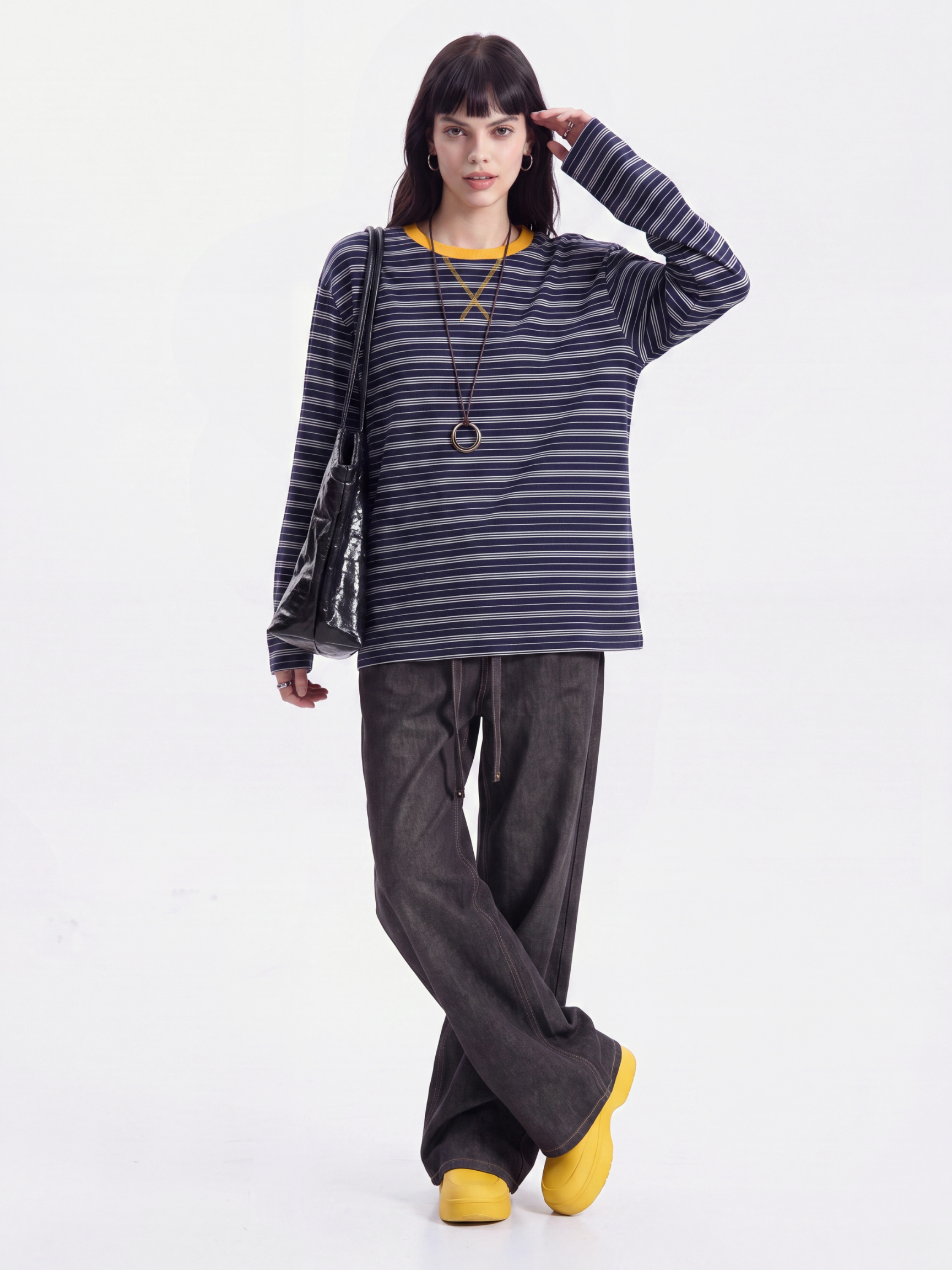 LineVeil - Unisex Contrast Stripe Layering Long Sleeve Top