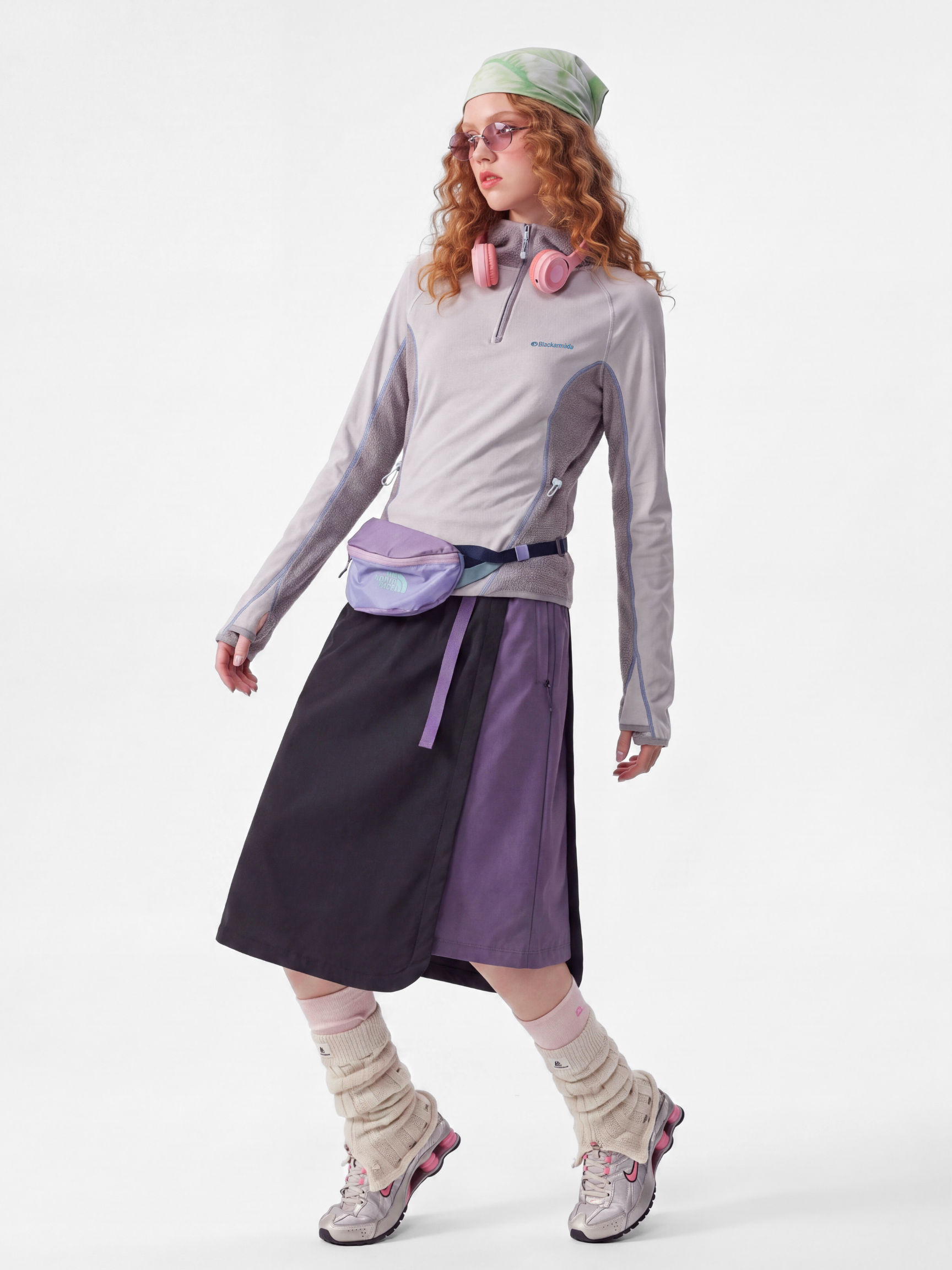 FadeSplit - Women's Fleece-Lined Utility Half-Zip Long-Sleeve Top