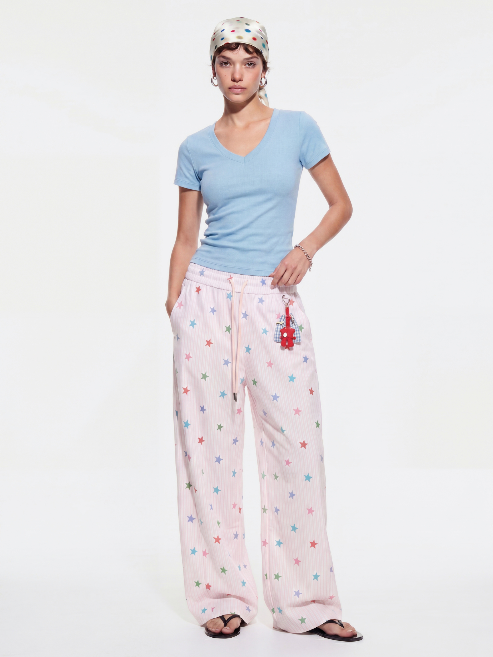 Stitch - Women's Colorful Star Stripe Wide-Leg Pants