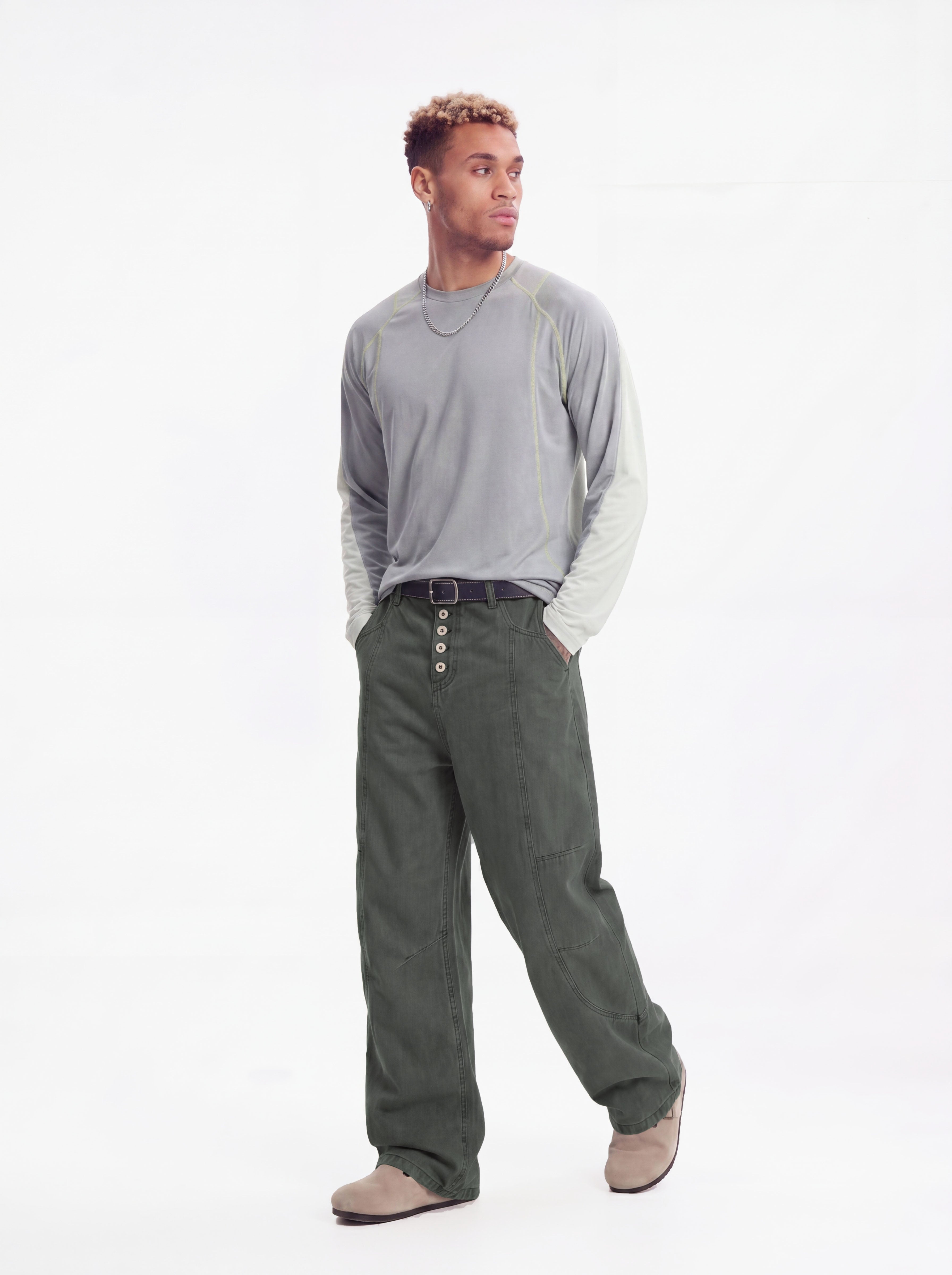 Dewpoint - Button Straight-Leg Wide Cargo Pants