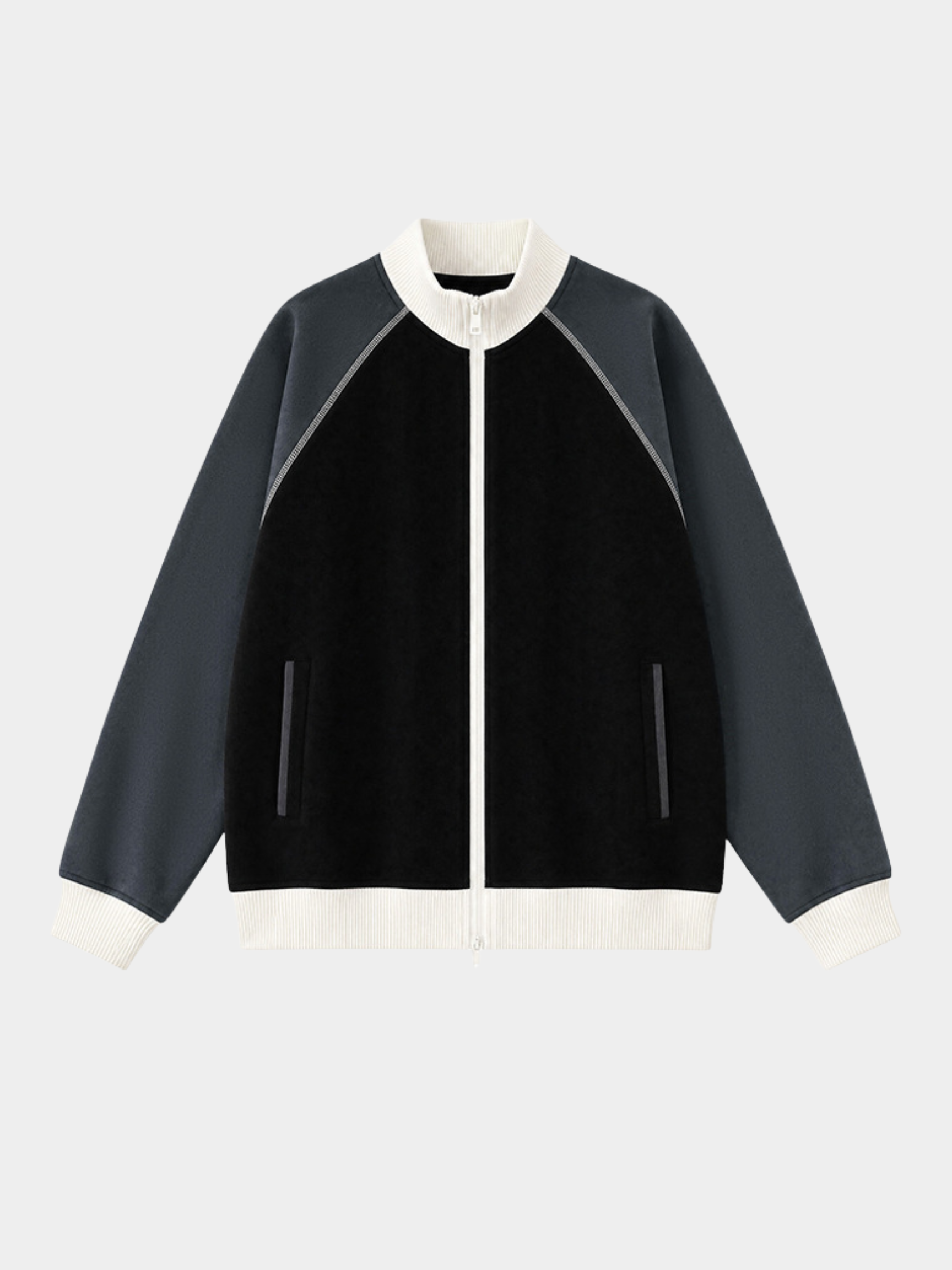 EdgeDrift - Unisex Color-Block Raglan Stand Collar Zip Jacket