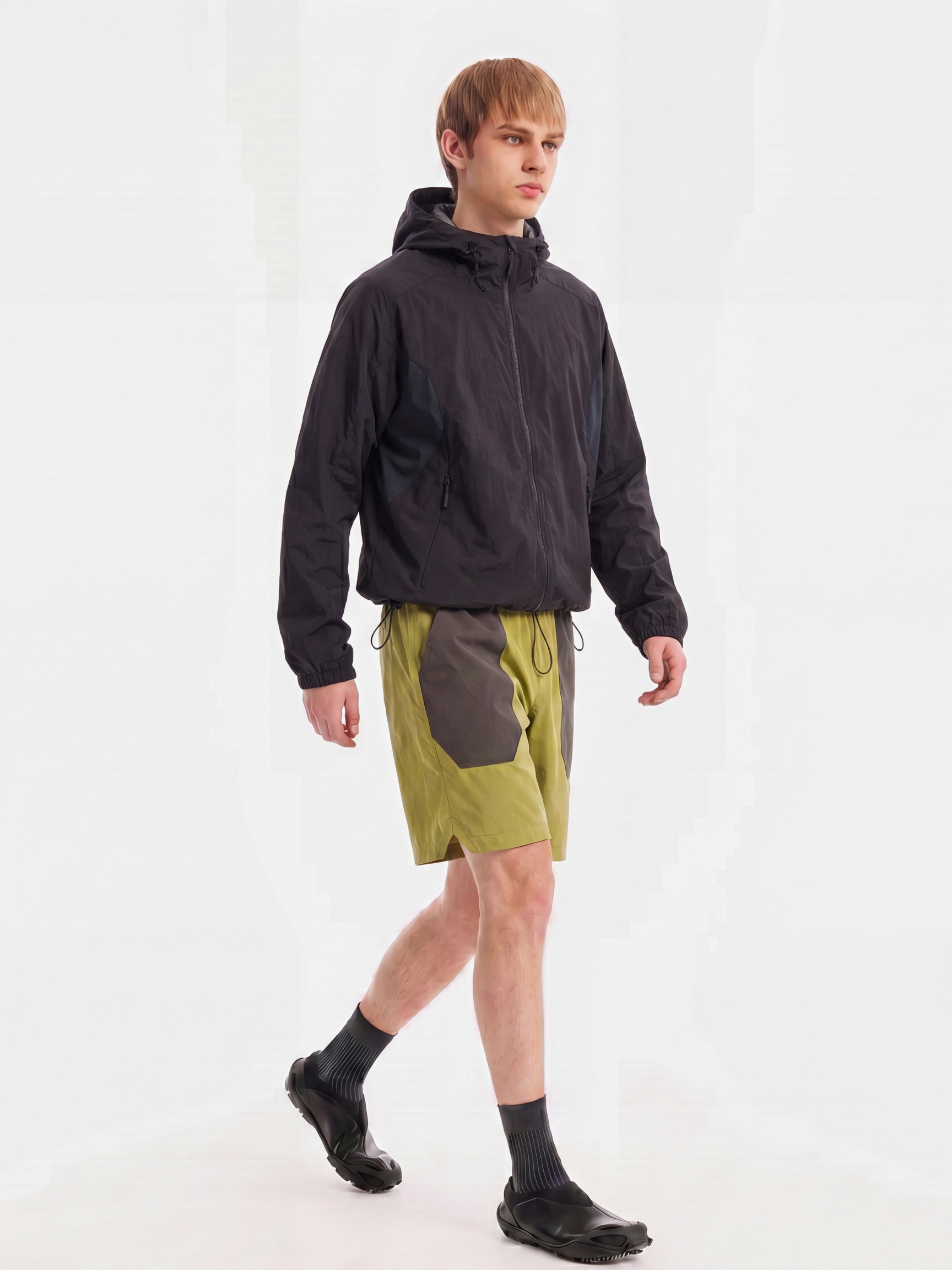 BaseCooler - Men's Water-Repellent Color-Block Patchwork 5-Inch Shorts