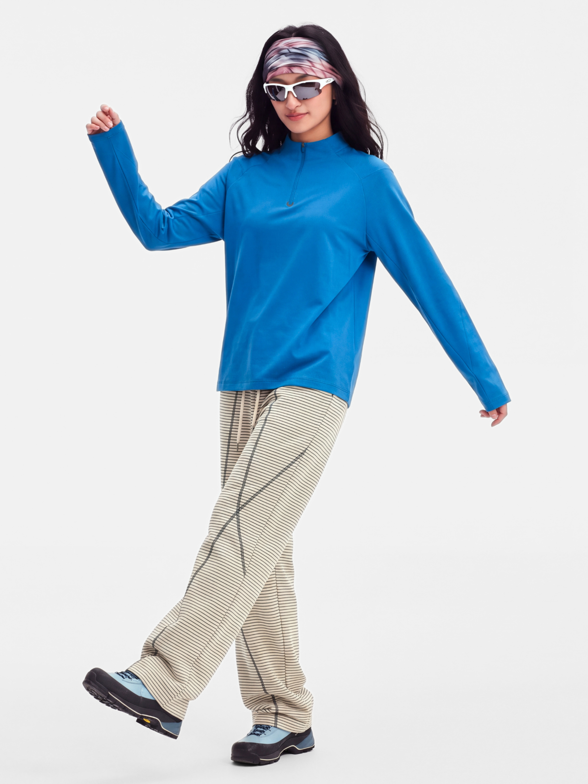 PaleLine - Women's Striped Wide-Leg Drawstring Pants