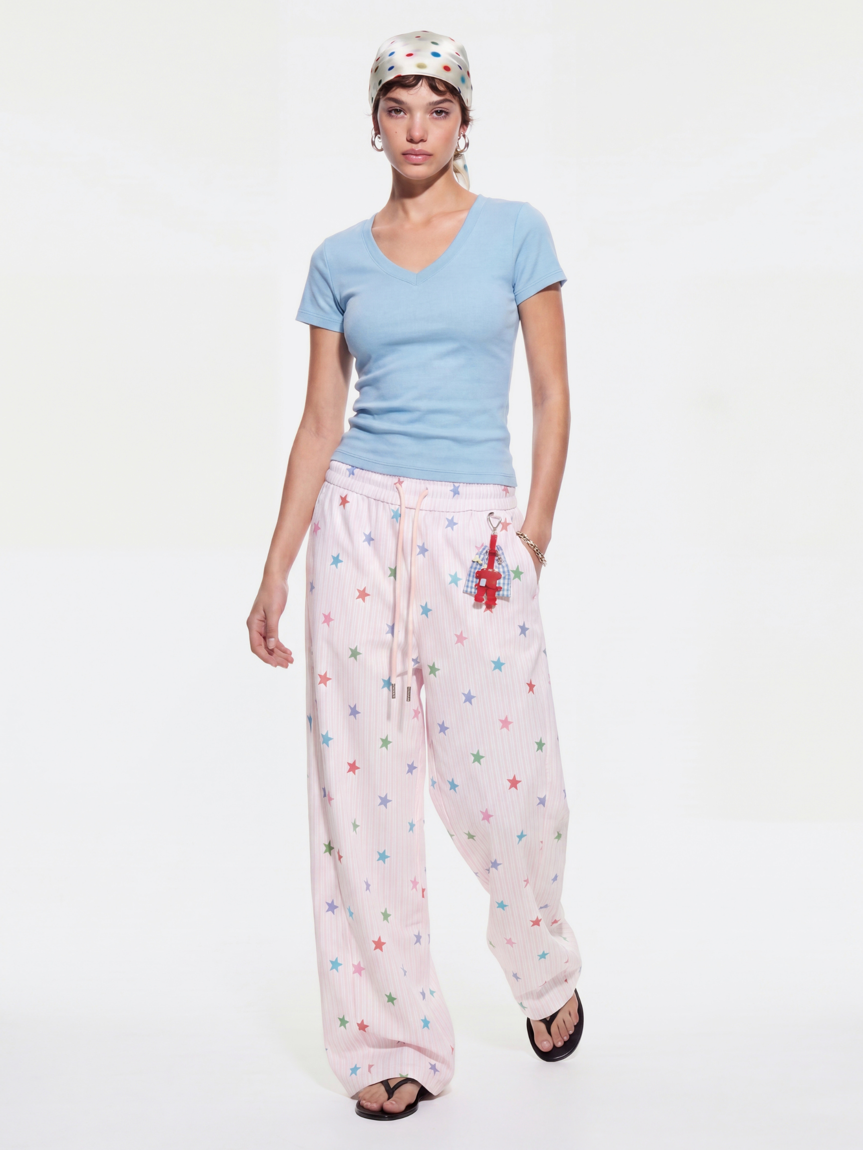 Stitch - Women's Colorful Star Stripe Wide-Leg Pants
