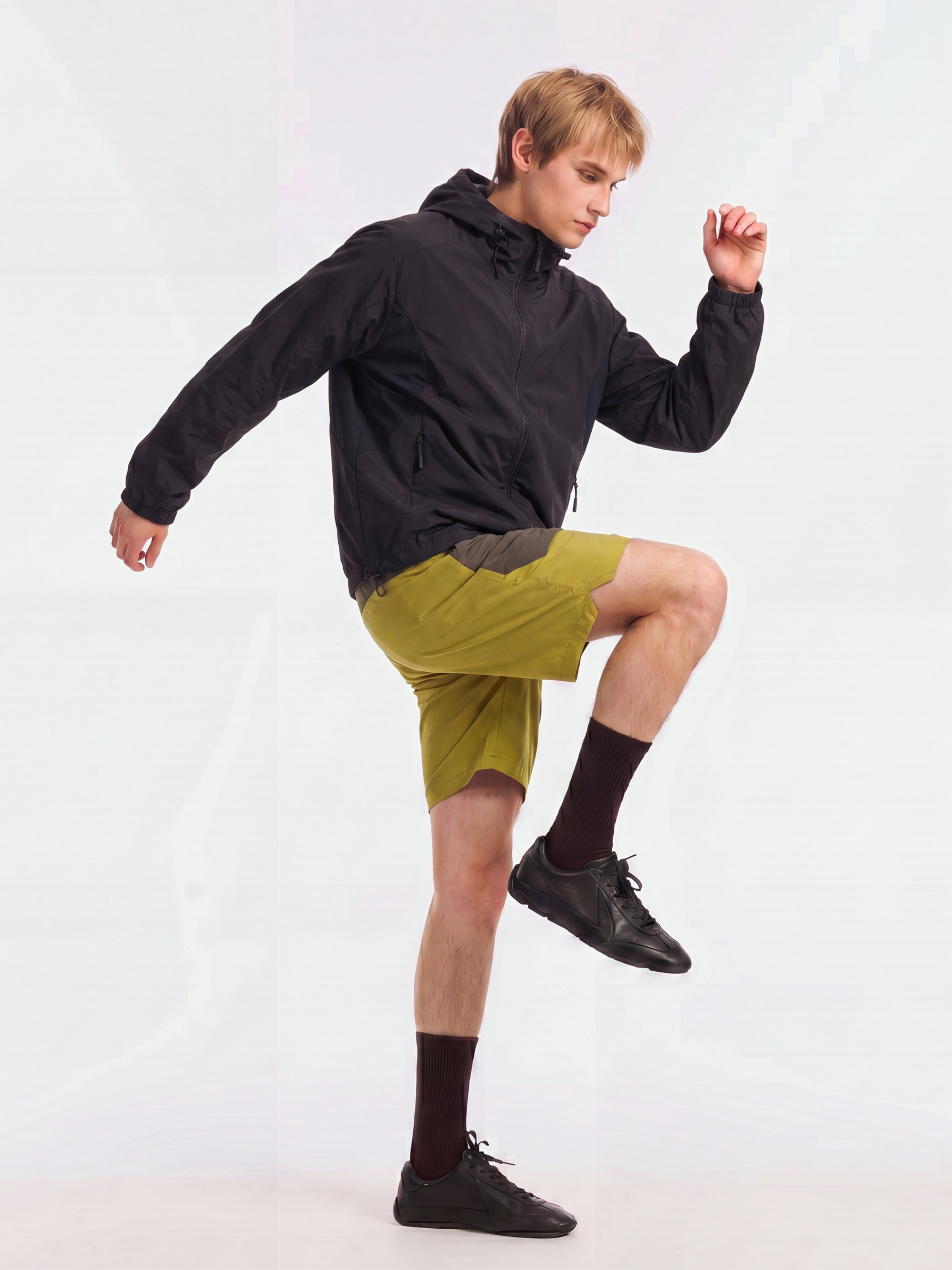 BaseCooler - Men's Water-Repellent Color-Block Patchwork 5-Inch Shorts