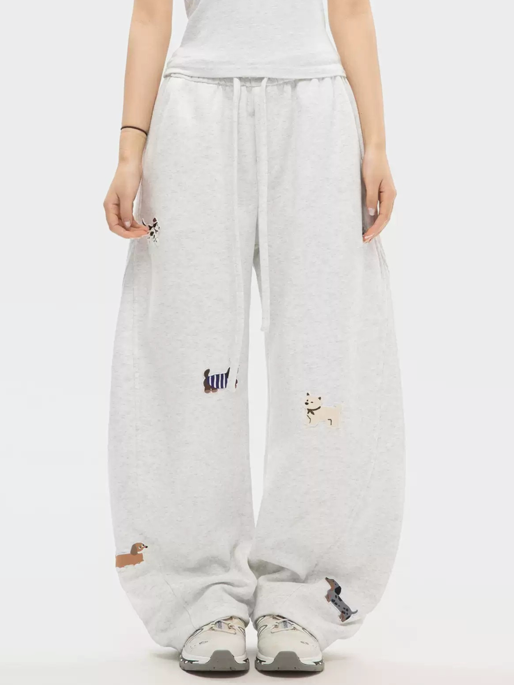 FrostView - Women's Dachshund Patch Embroidery Straight Leg Pants