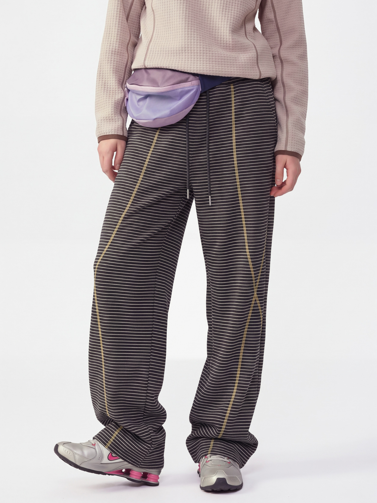 PaleLine - Women's Striped Wide-Leg Drawstring Pants