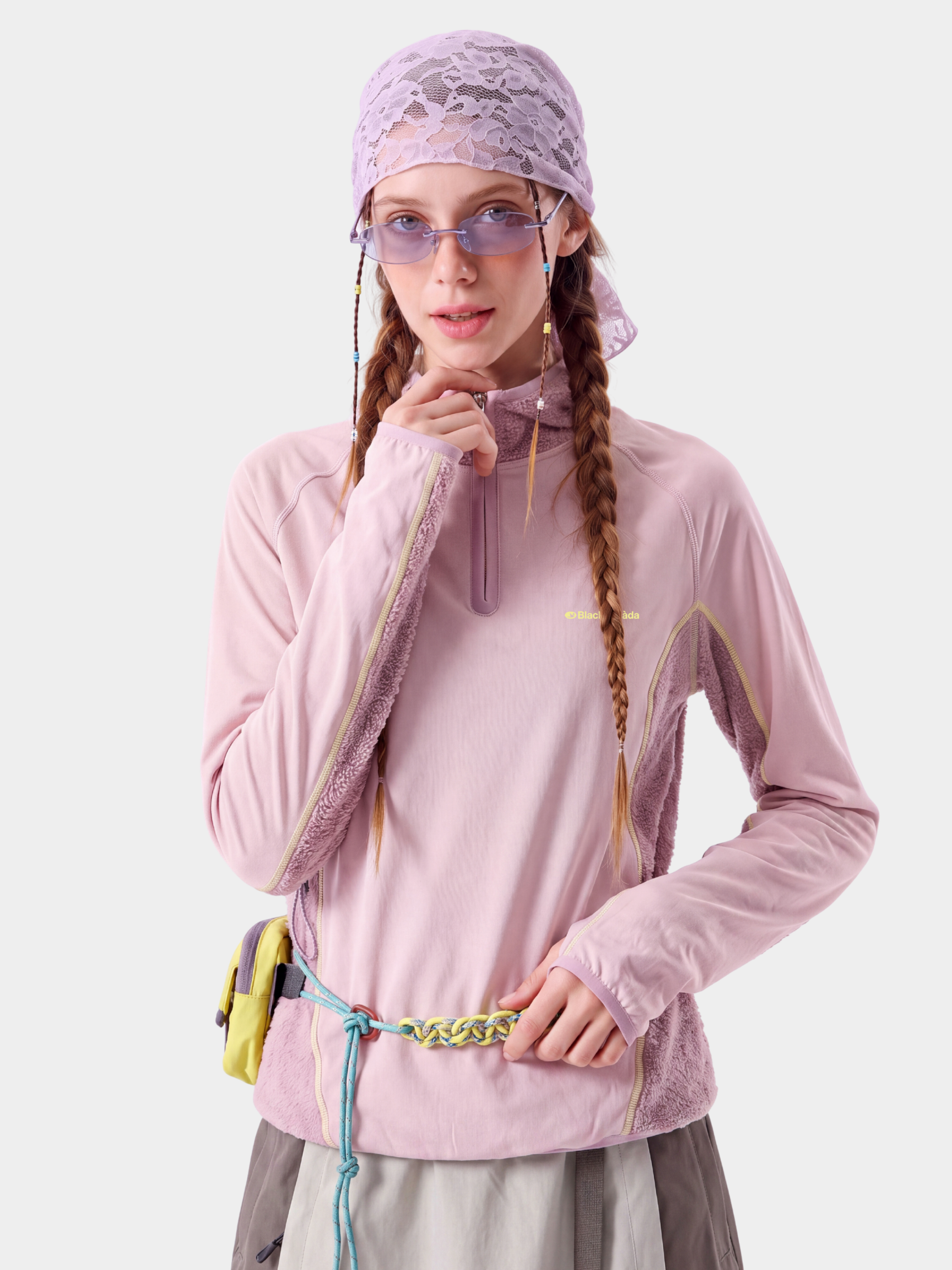 FadeSplit - Women's Fleece-Lined Utility Half-Zip Long-Sleeve Top