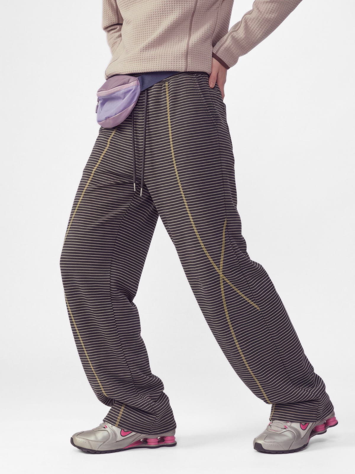 PaleLine - Women's Striped Wide-Leg Drawstring Pants