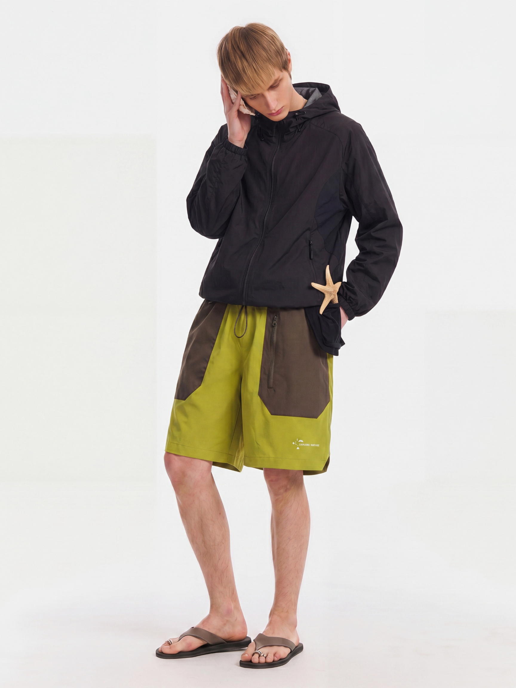 BaseCooler - Men's Water-Repellent Color-Block Patchwork 5-Inch Shorts