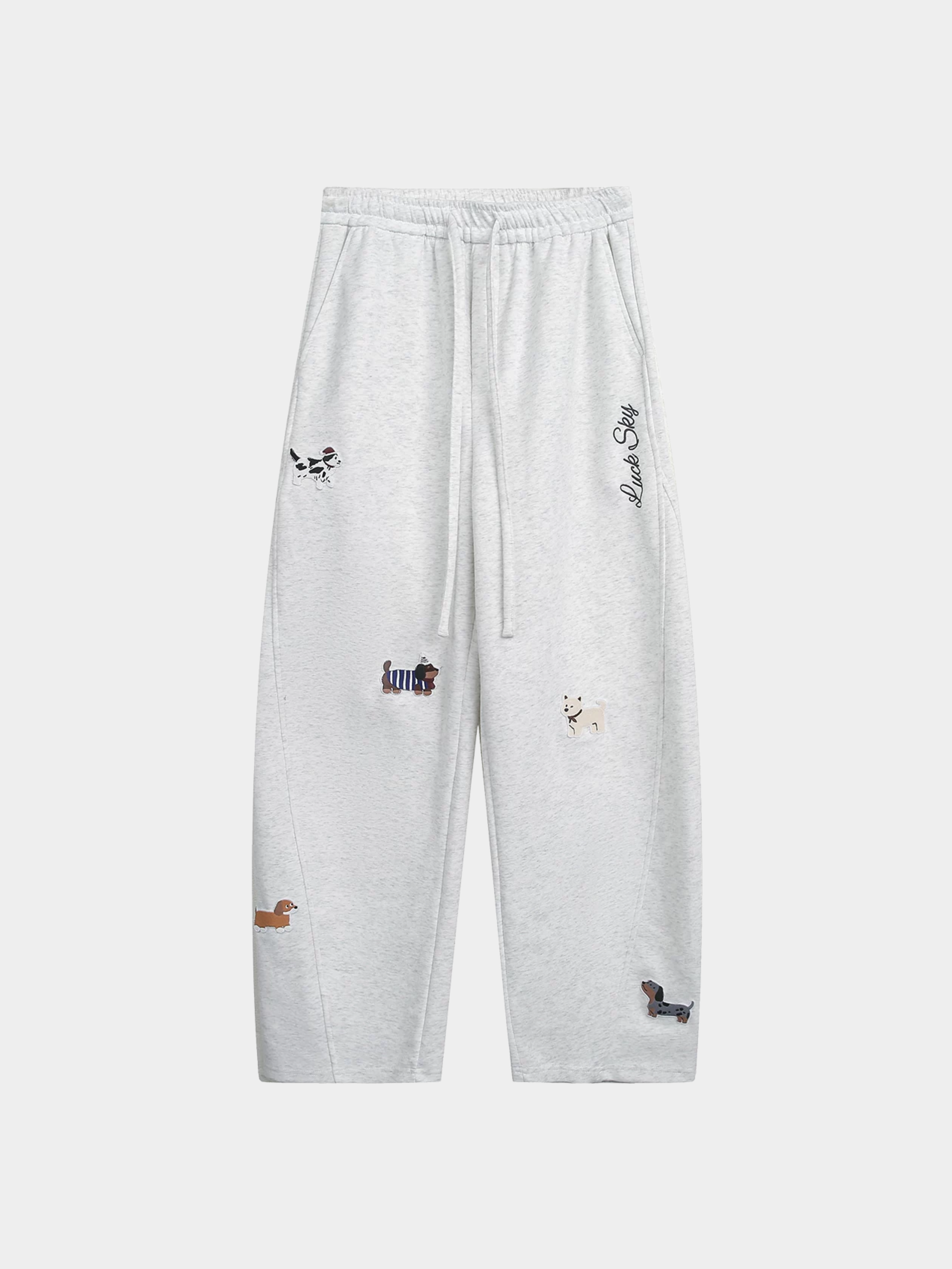 FrostView - Women's Dachshund Patch Embroidery Straight Leg Pants