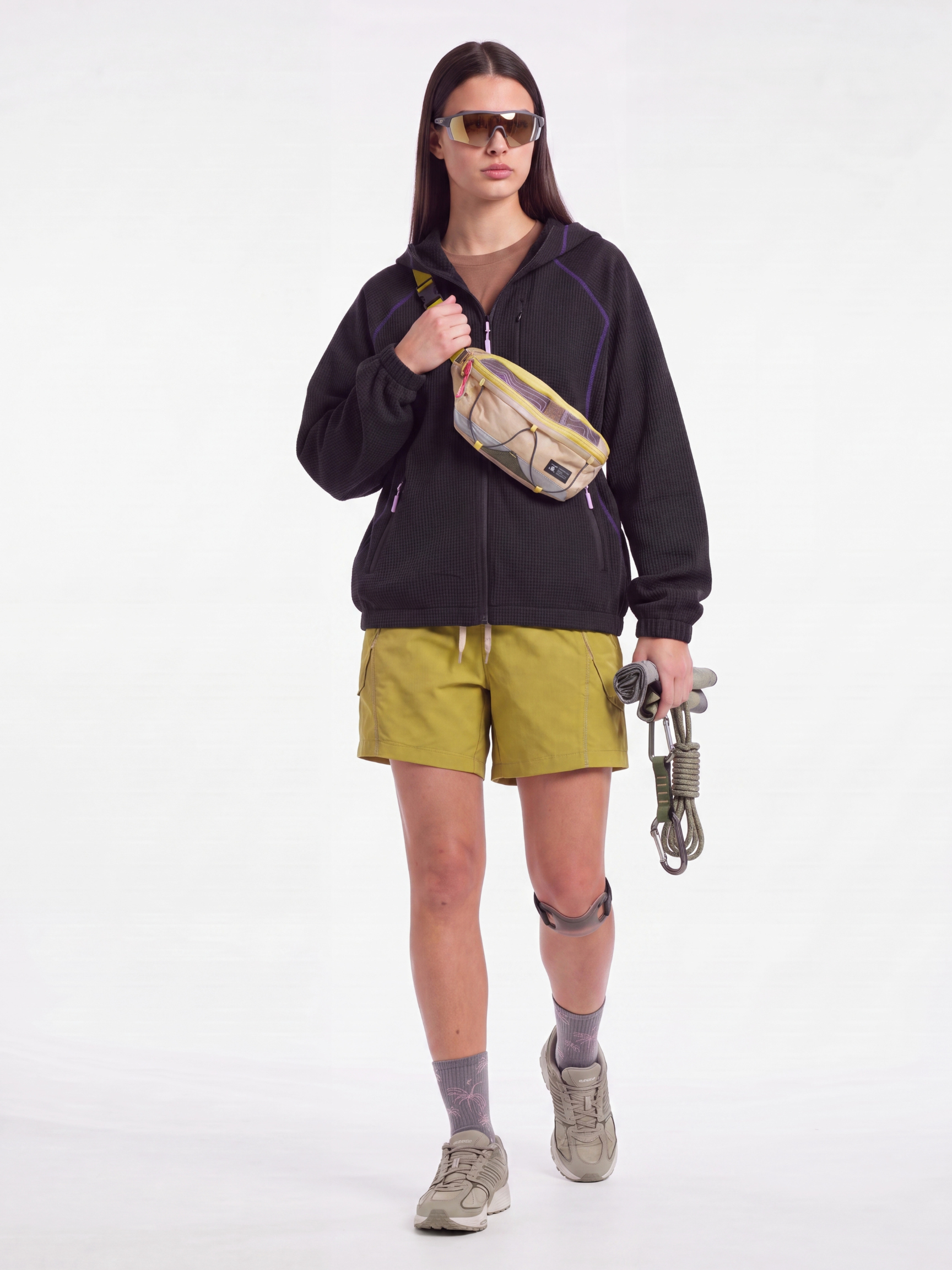 SplitVeil - Unisex Waffle Texture Contrast Stitch Zip-Up Jacket