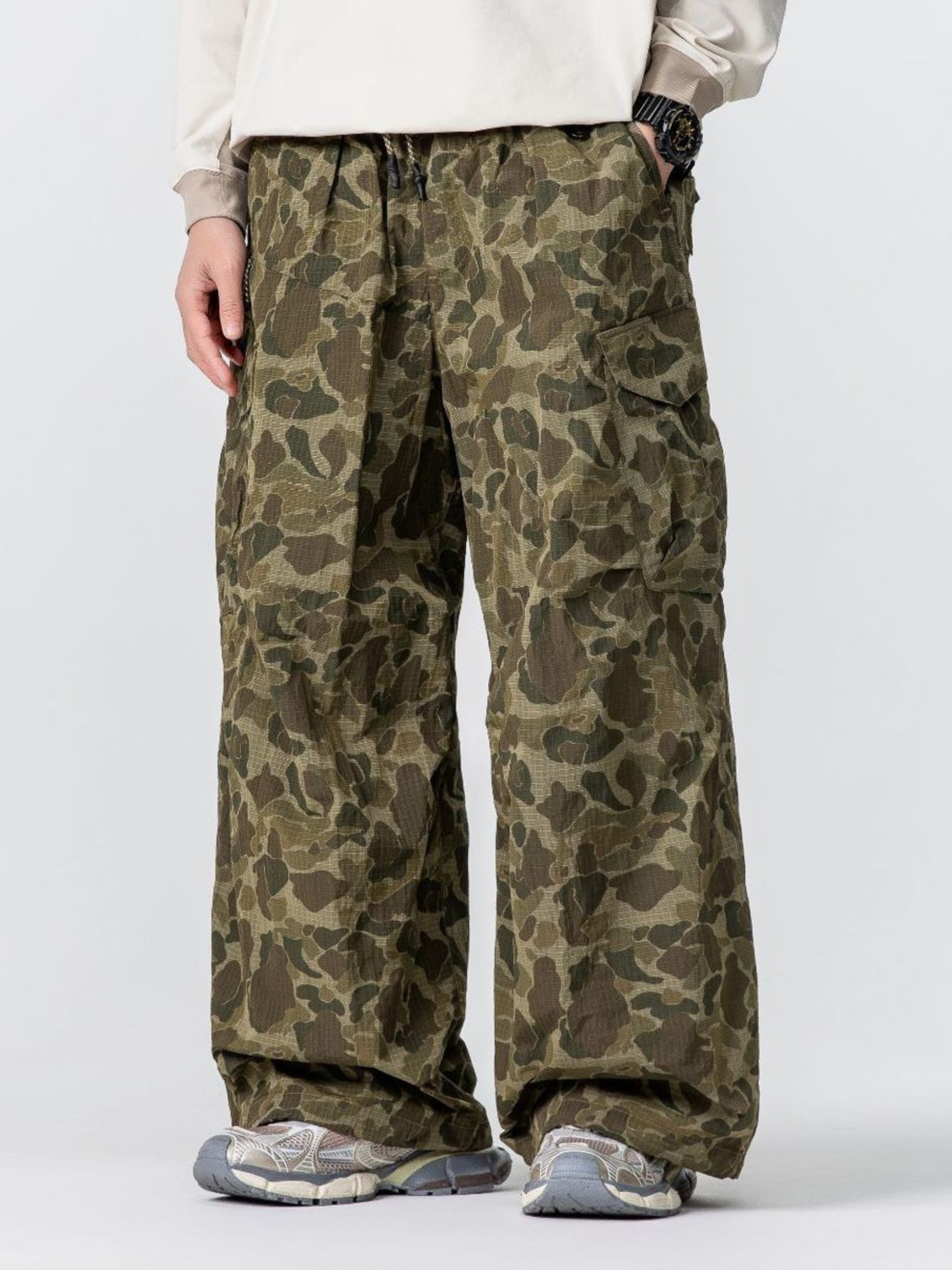 EagleMode - Unisex Ultra-Loose Tech Camo Paratrooper Pants GONGGAR SPORTS