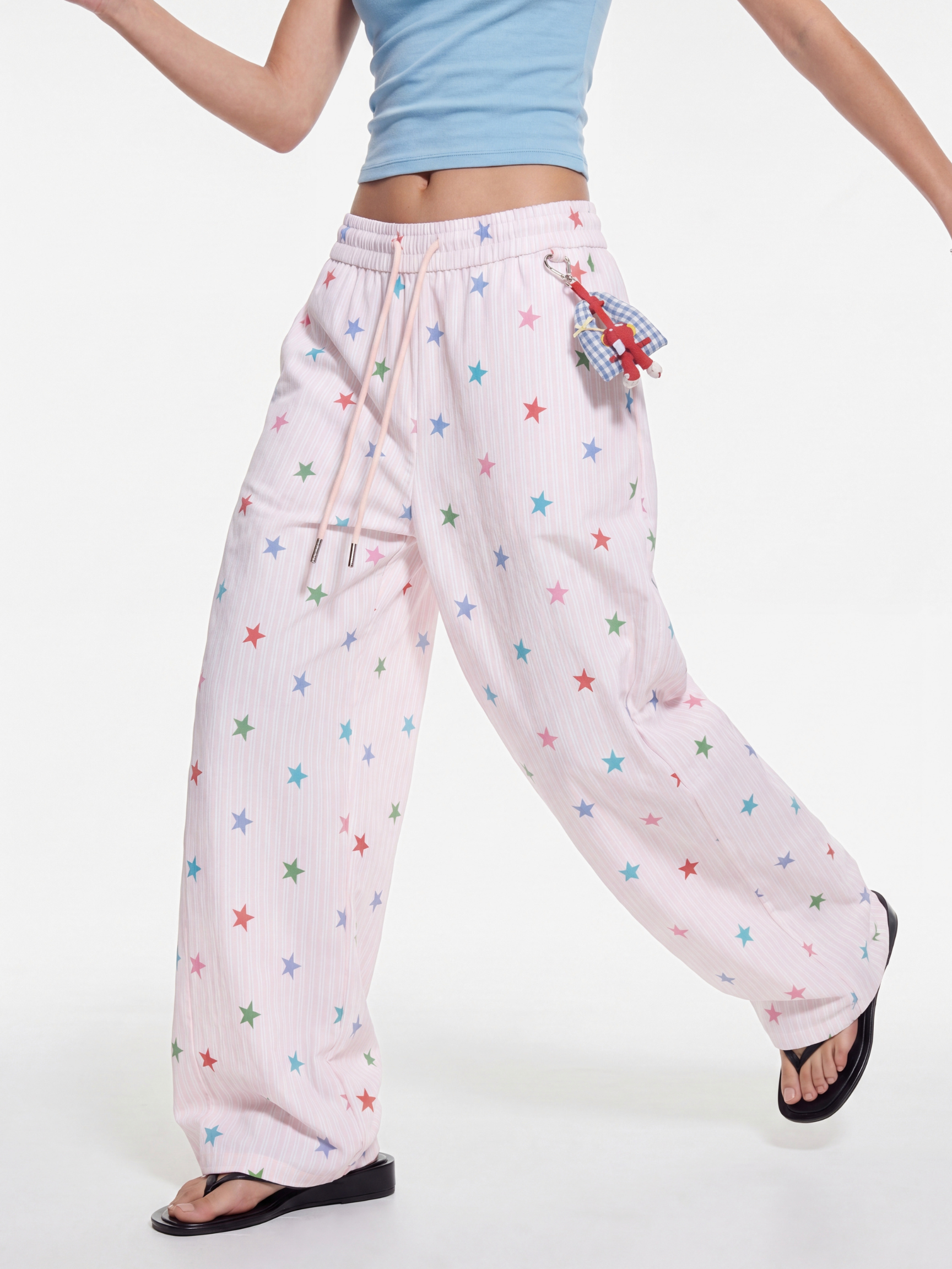 Stitch - Women's Colorful Star Stripe Wide-Leg Pants
