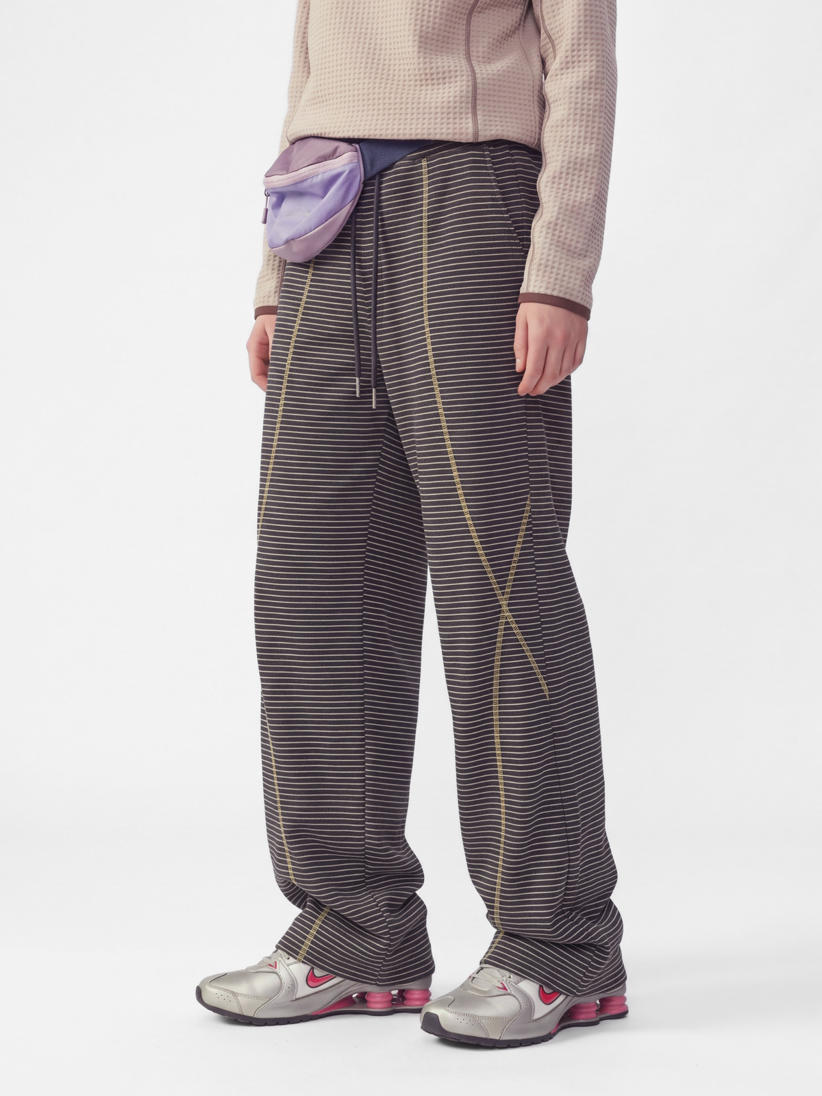PaleLine - Women's Striped Wide-Leg Drawstring Pants