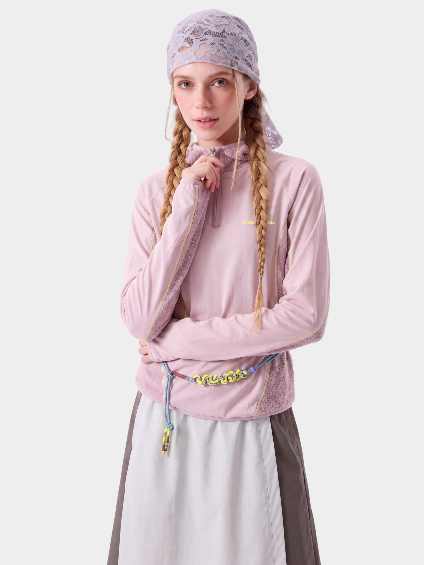 FadeSplit - Women's Fleece-Lined Utility Half-Zip Long-Sleeve Top