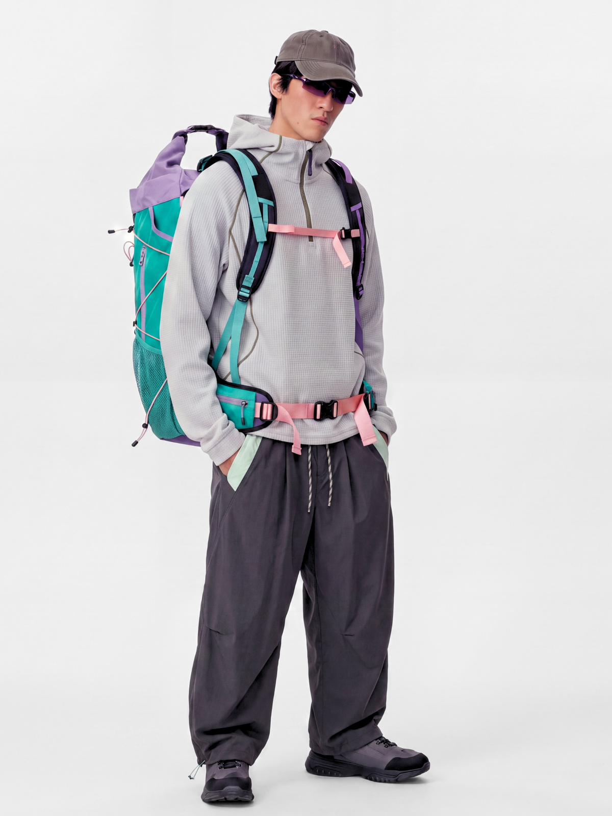 StashVeil - 30L Multi-Functional Color-Block Hiking Backpack