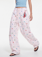 Stitch - Women's Colorful Star Stripe Wide-Leg Pants