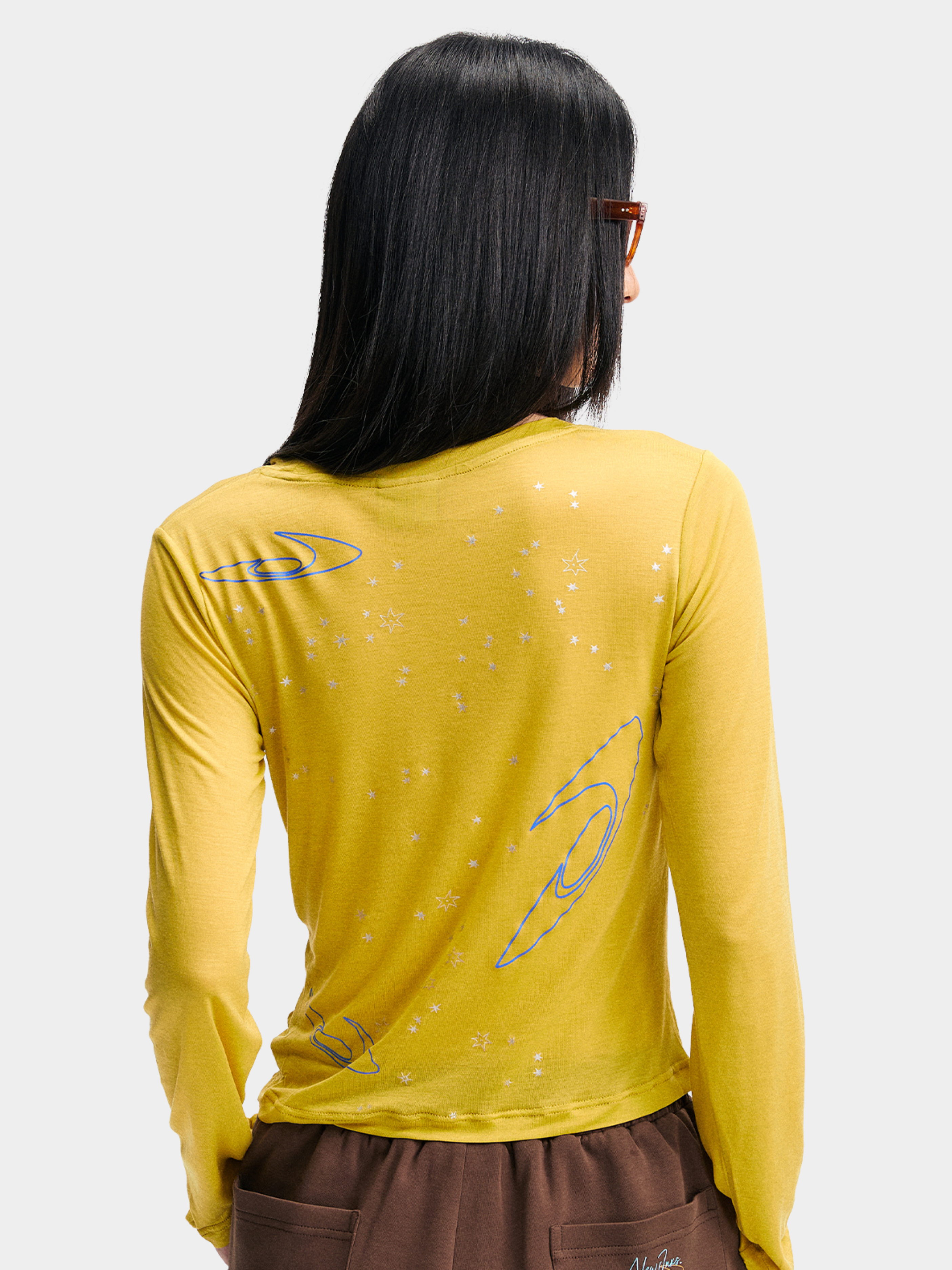 Ashbase - Women's Lightweight Lyocell Star Print Long Sleeve Top