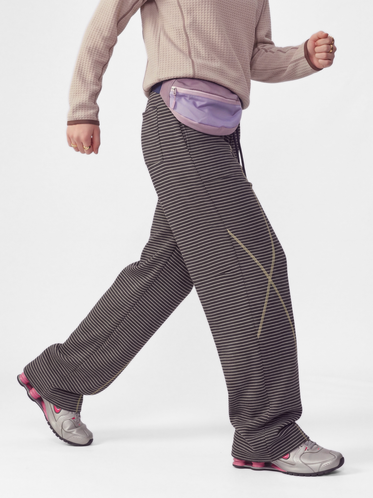 PaleLine - Women's Striped Wide-Leg Drawstring Pants