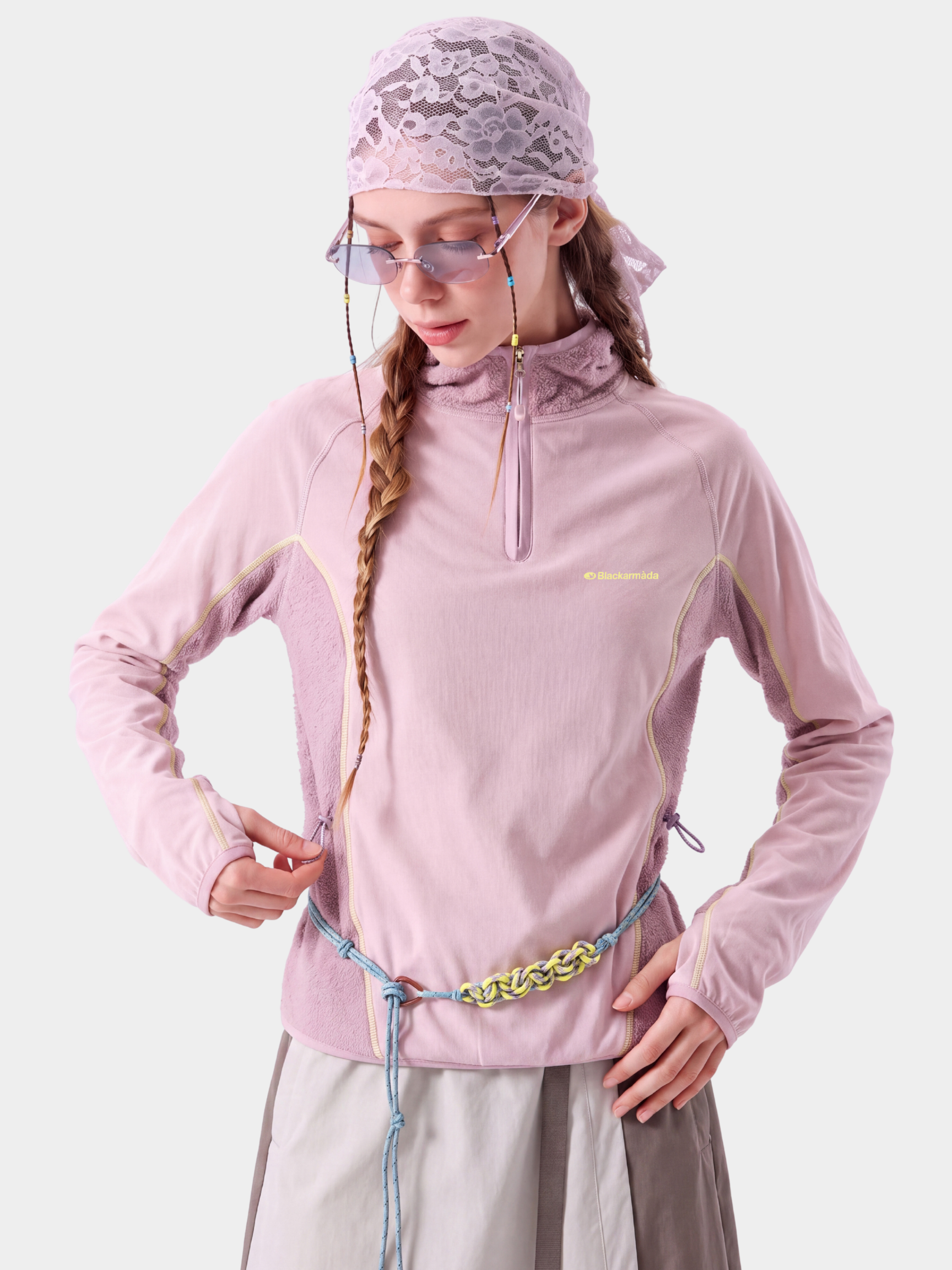 FadeSplit - Women's Fleece-Lined Utility Half-Zip Long-Sleeve Top