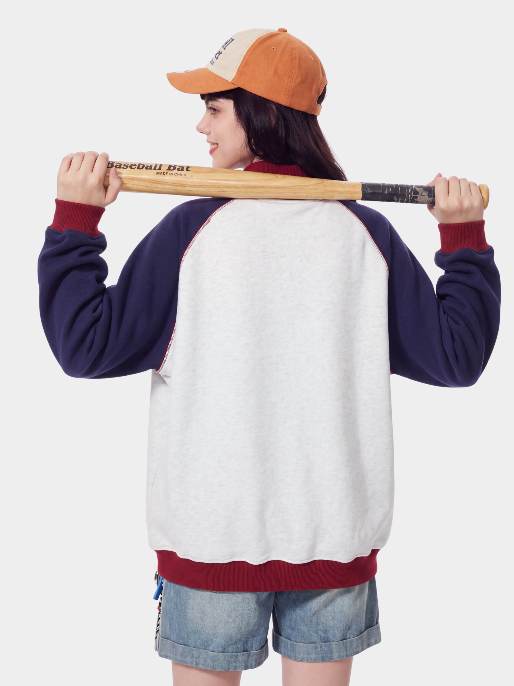 EdgeDrift - Unisex Color-Block Raglan Stand Collar Zip Jacket