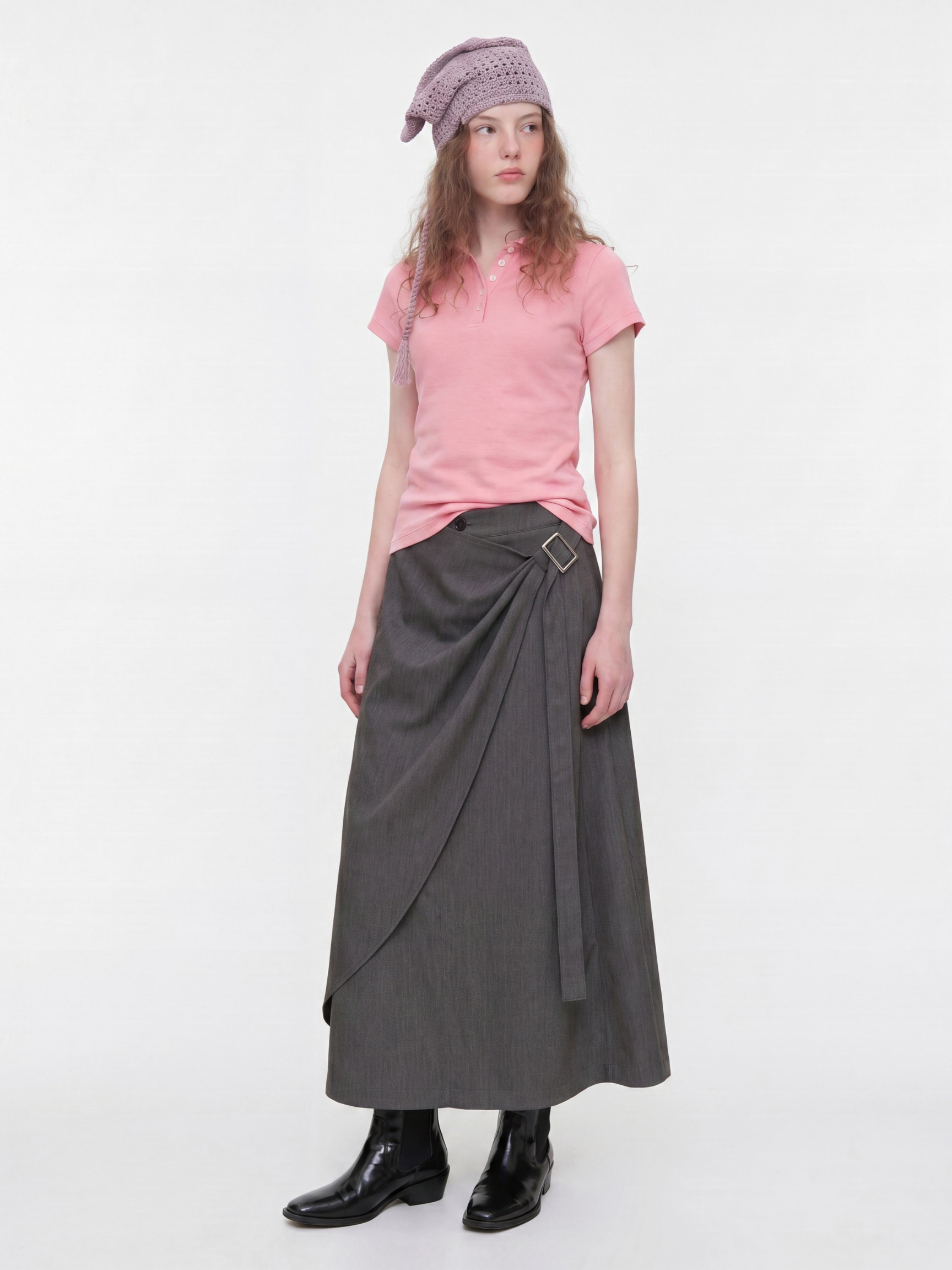 QuietFlow - Women's Adjustable Tie-Waist Linen-Look A-Line Maxi Skirt