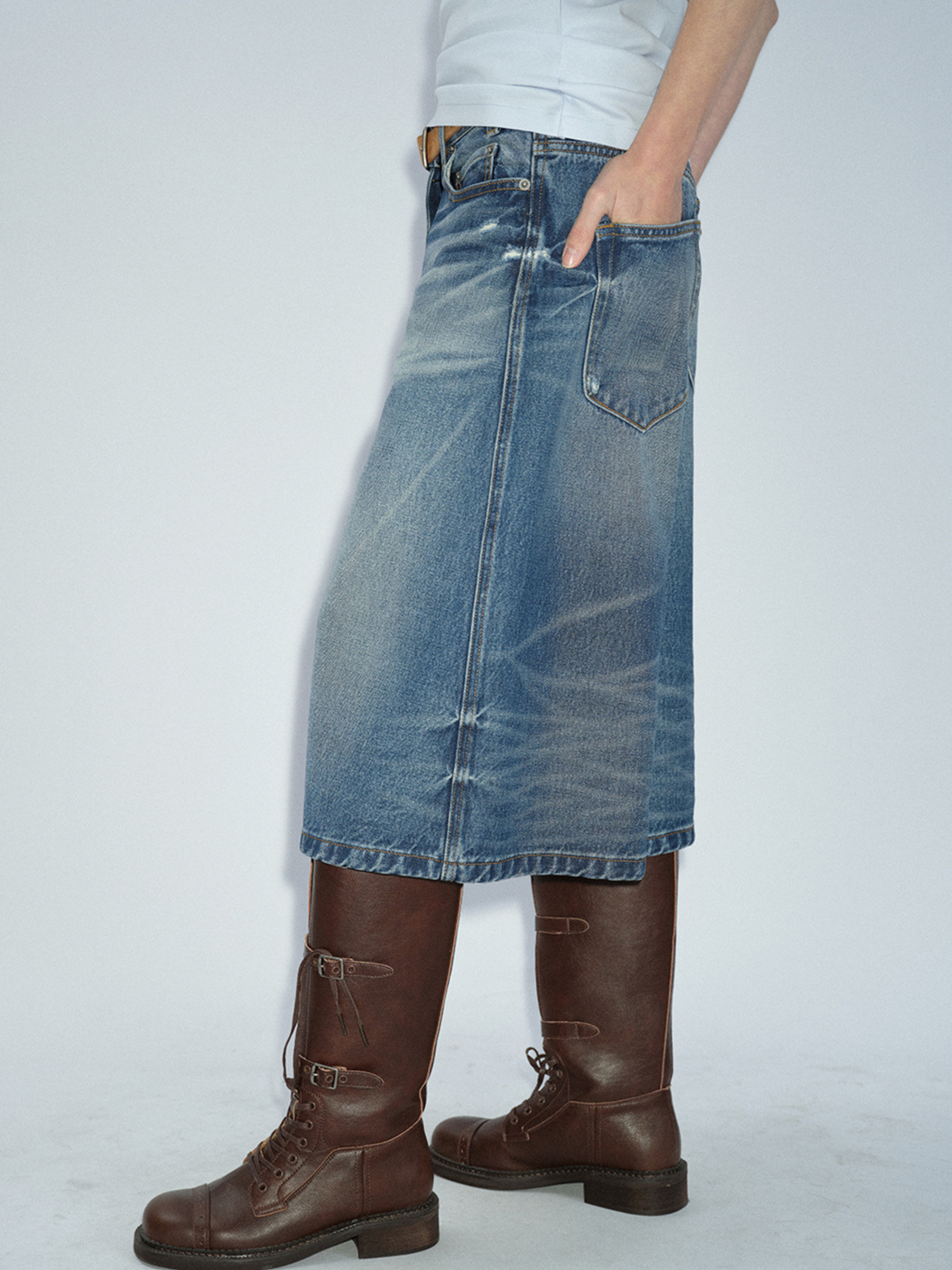 WolfMark - Women's Washed Loose Denim Cropped Pants