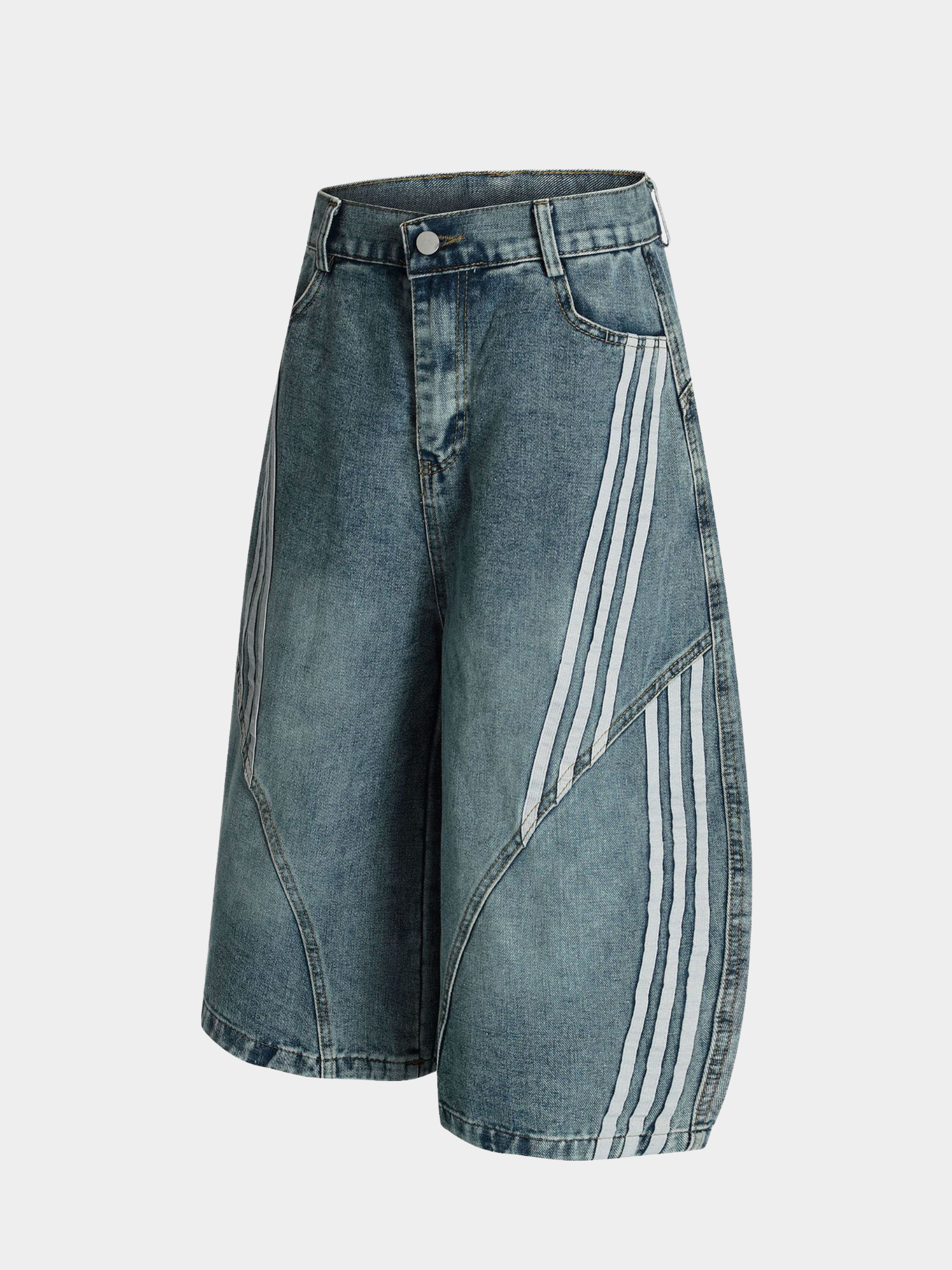 HawkPort - Unisex Washed Distressed Cropped Denim Pants