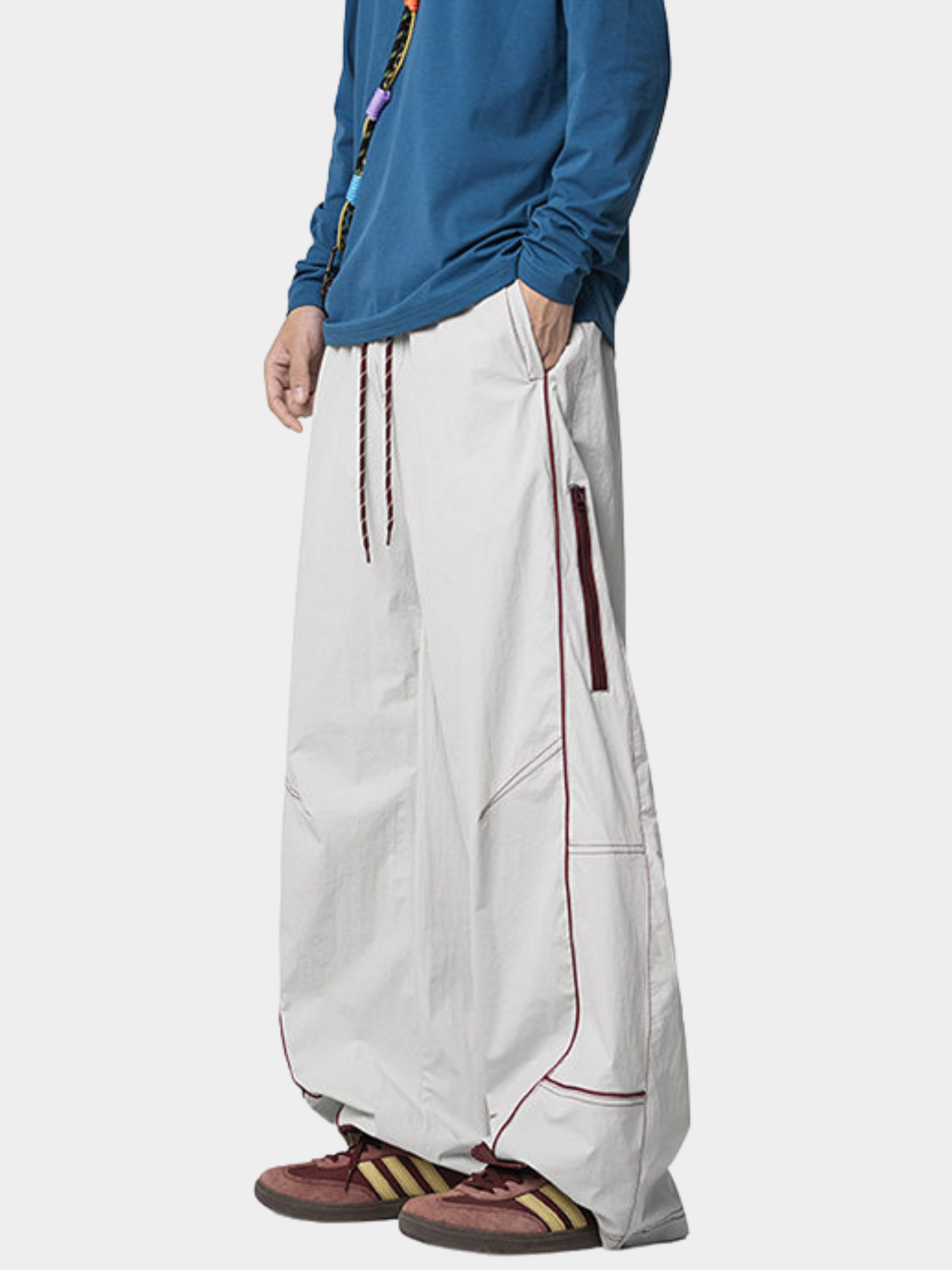 FoxView - Unisex Three-Proof Colorblock Striped Curved-Cut Pants