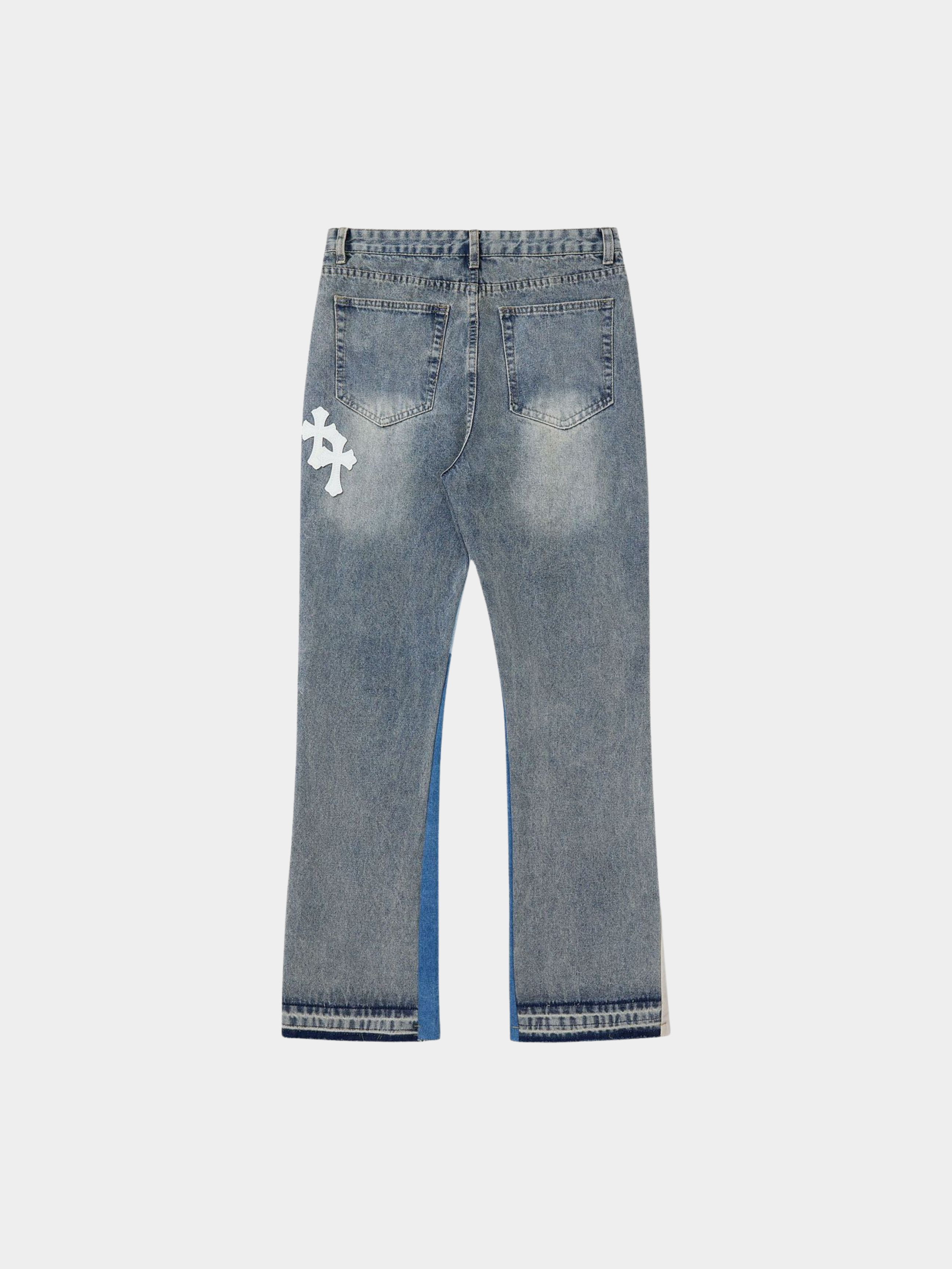 Frontier - Men's Cross-Stitch Flared Denim Jeans GONGGAR SPORTS