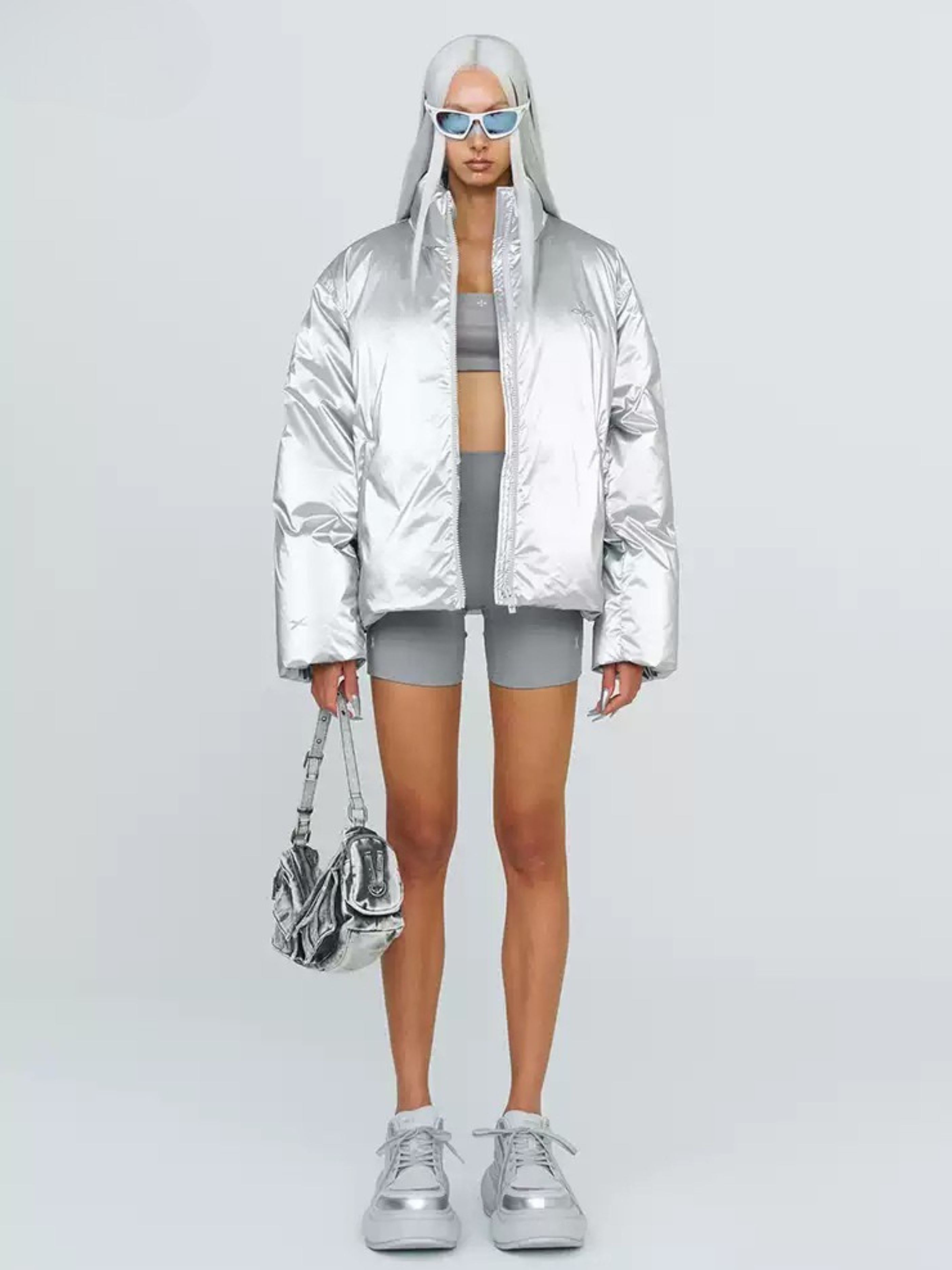ShadowBoard - Women's White Duck Down Bubble Stand Collar Puffer Jacket