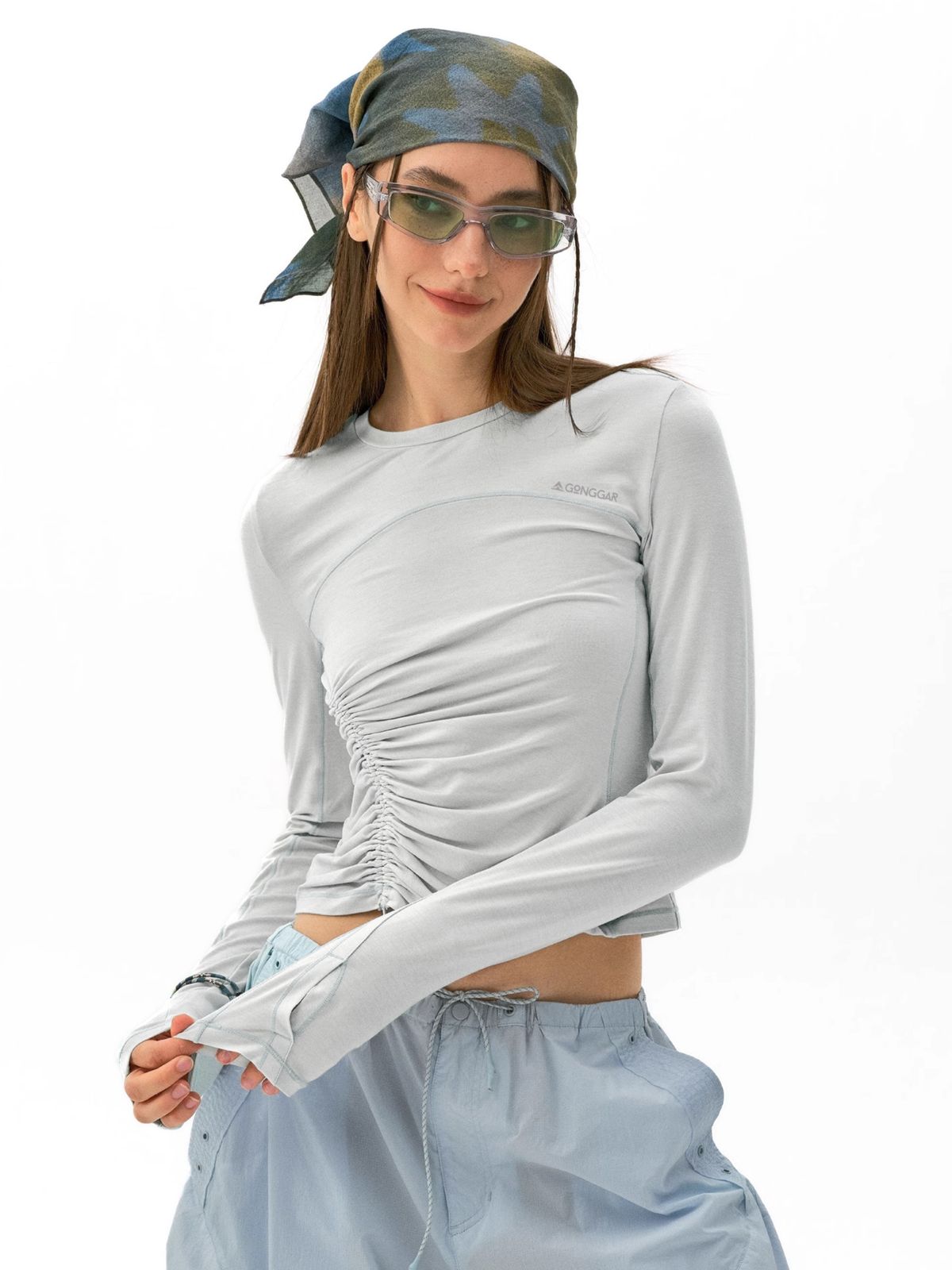 Cragnest - Women's 5A Antibacterial Wool Blend Ruched Slim Fit T-Shirt