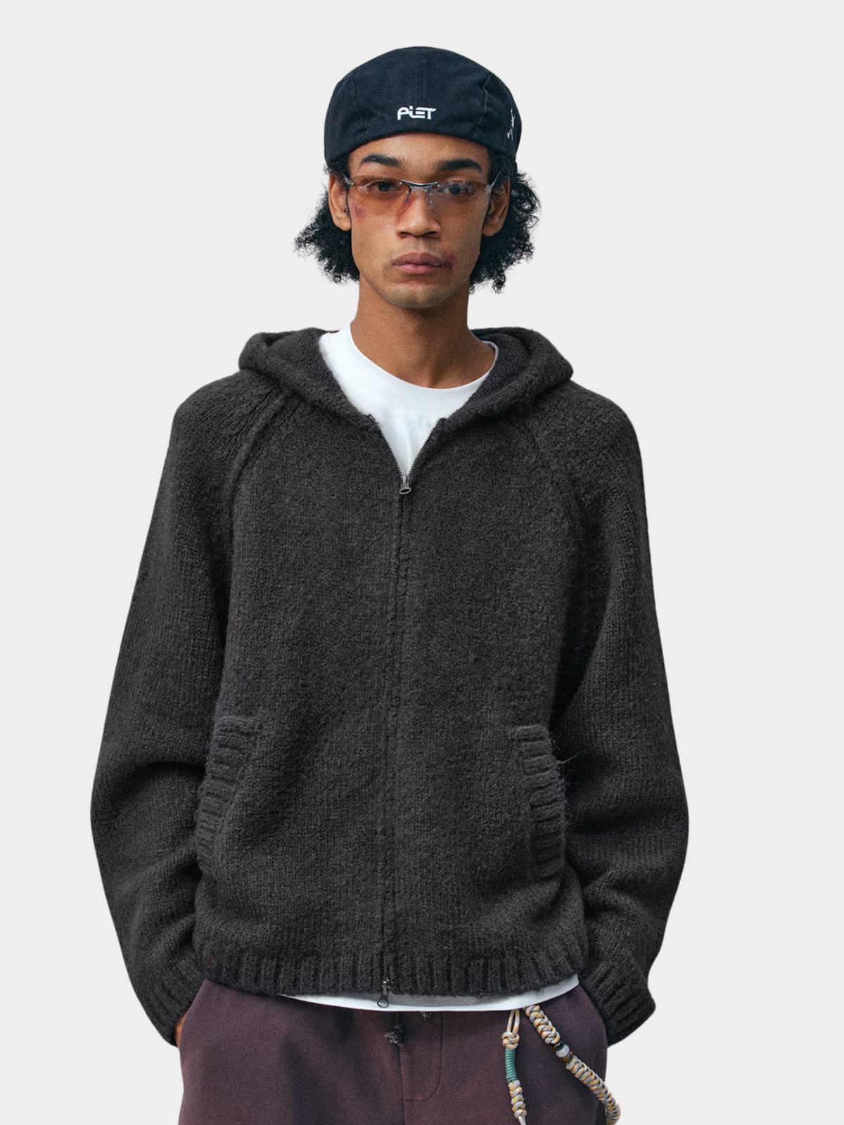 Ravensoul - Unisex Loose-Fit Zip-Up Hooded Knit Sweater – GONGGAR