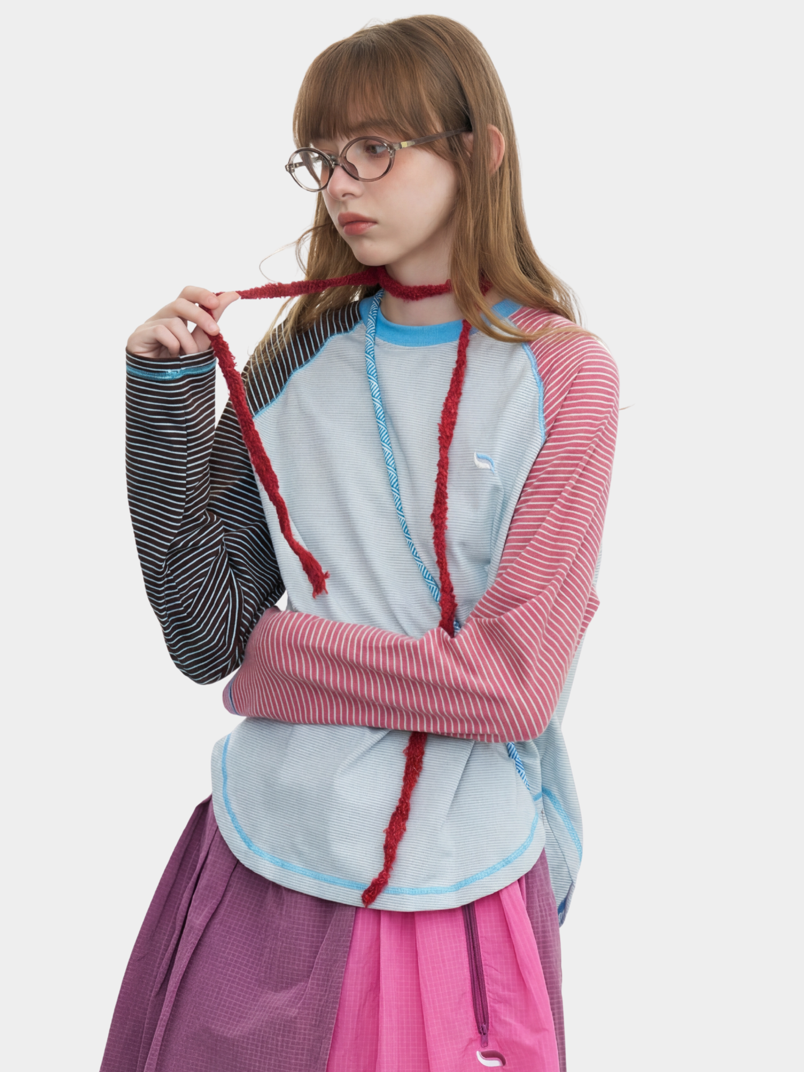 IceFlare - Women's Stripe Contrast Raglan Long-Sleeve