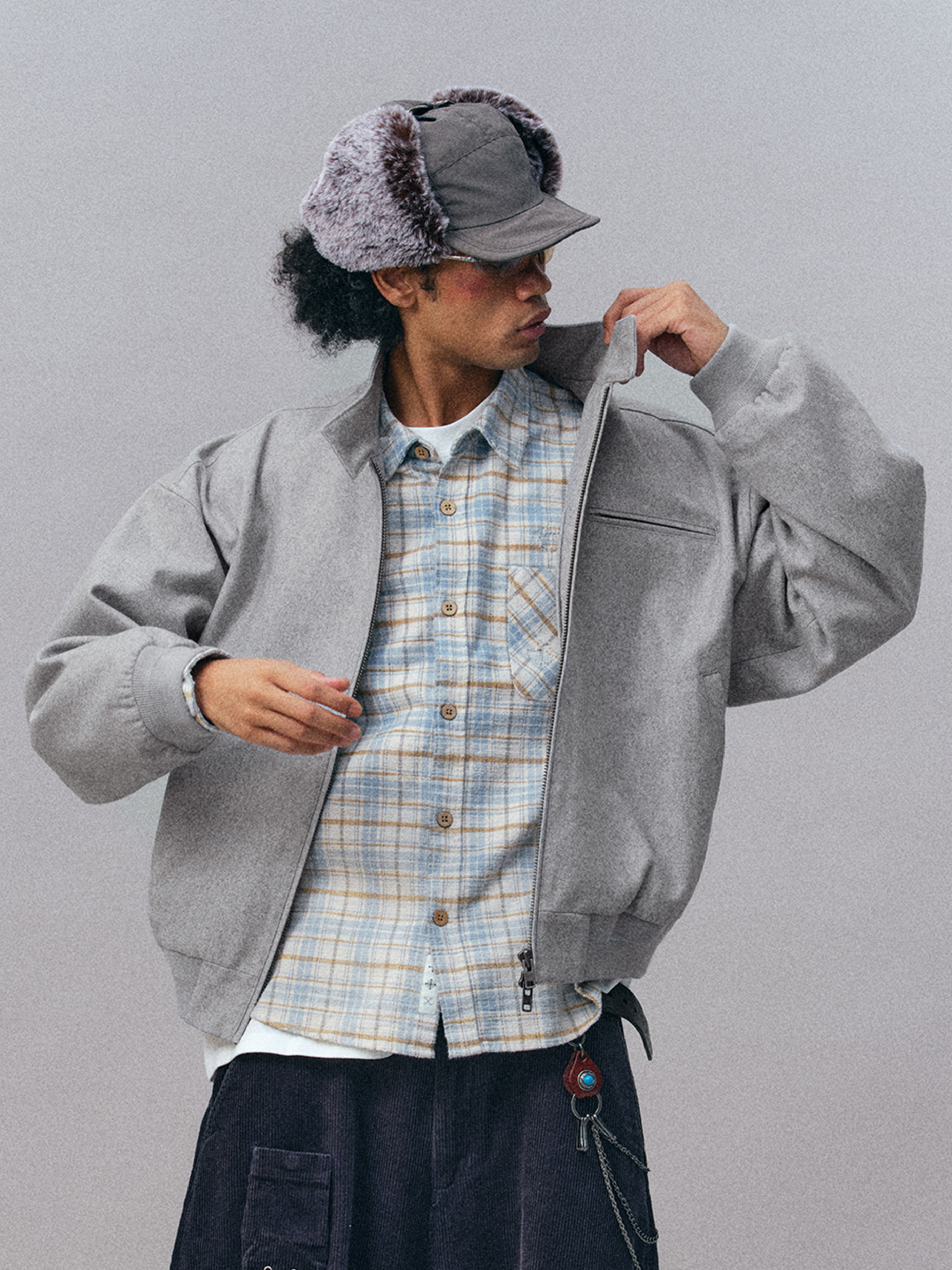 Moonreach - Men's Double-Button Stand-Collar Harrington Jacket