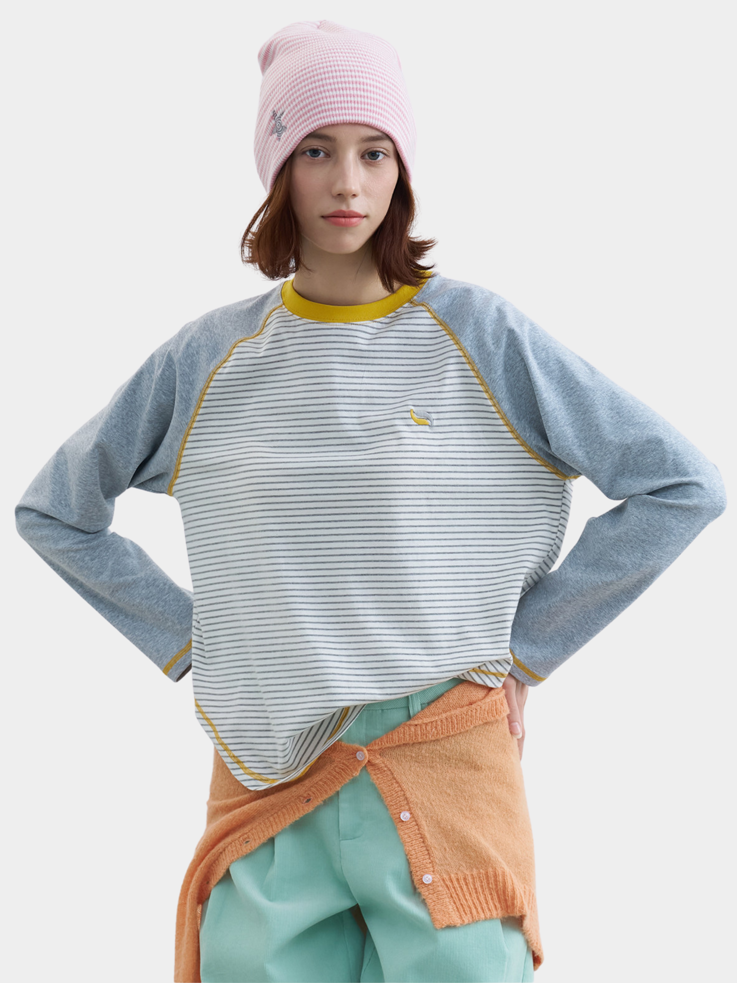 Ironholt - Women's Contrast Stripe Panel Cotton Long-Sleeve