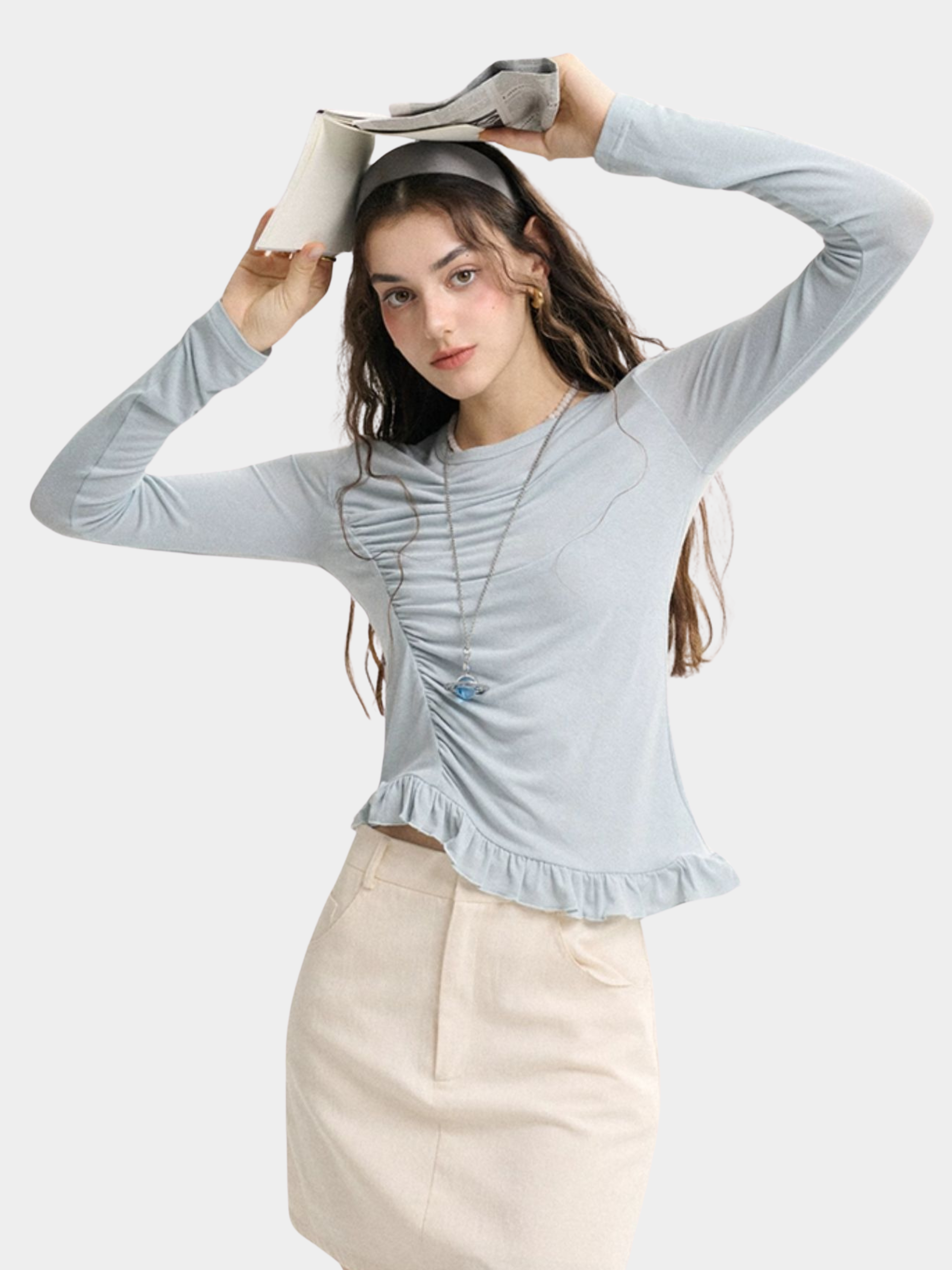 Ashbite - Women's French Ruffle Trim Base Layer Top