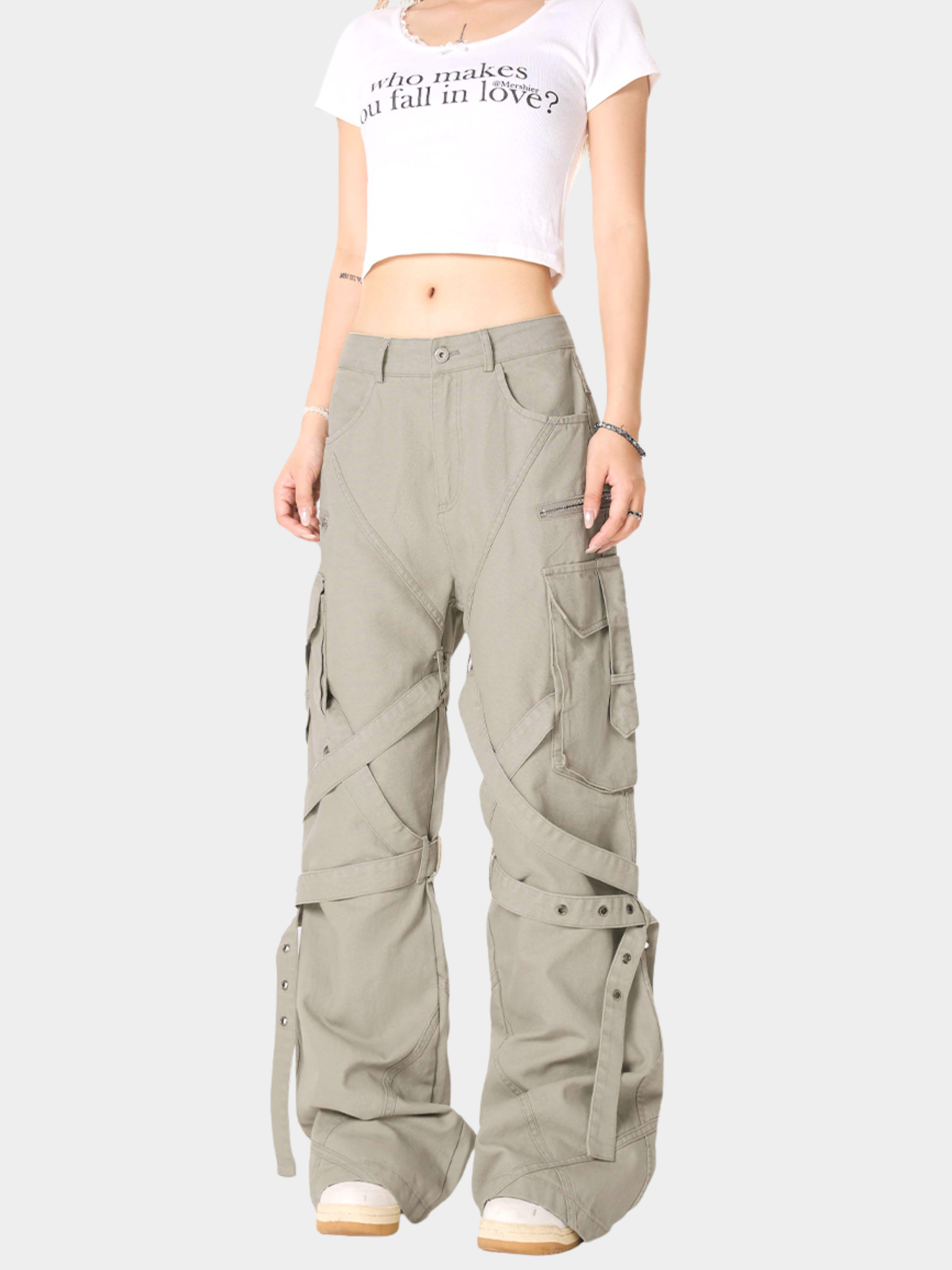 Aquaridge - Women's Strap Detail Tailored Cargo Pants
