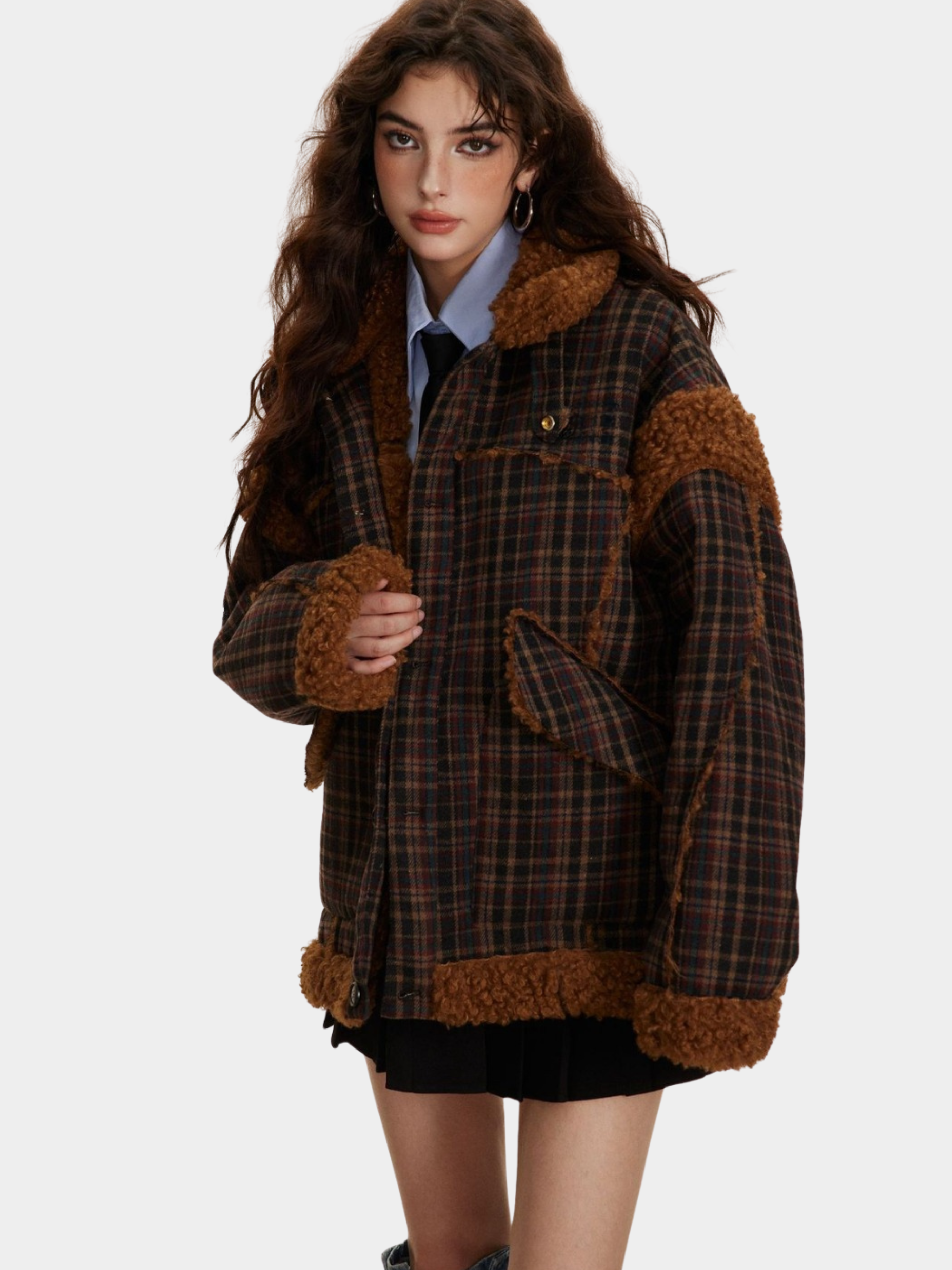 RavenCase - Women‘s Plaid Panel Sherpa-Lined Jacket GONGGAR SPORTS