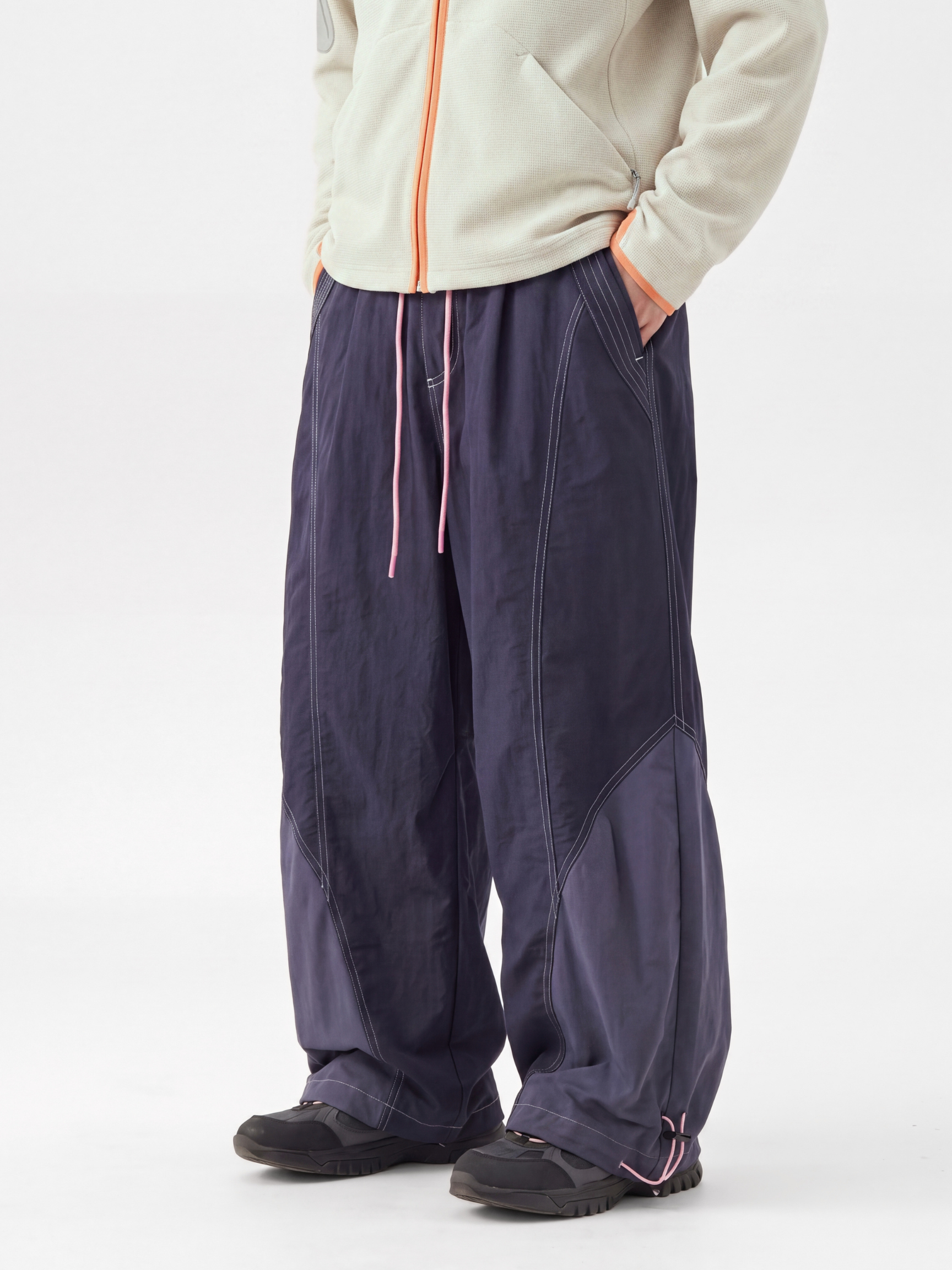 TieRidge - Unisex Lightweight Breathable Contrast-Stitch Paratrooper Pants