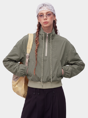 TuckDrift - Women's Cropped Stand Collar Half-Zip Jacket