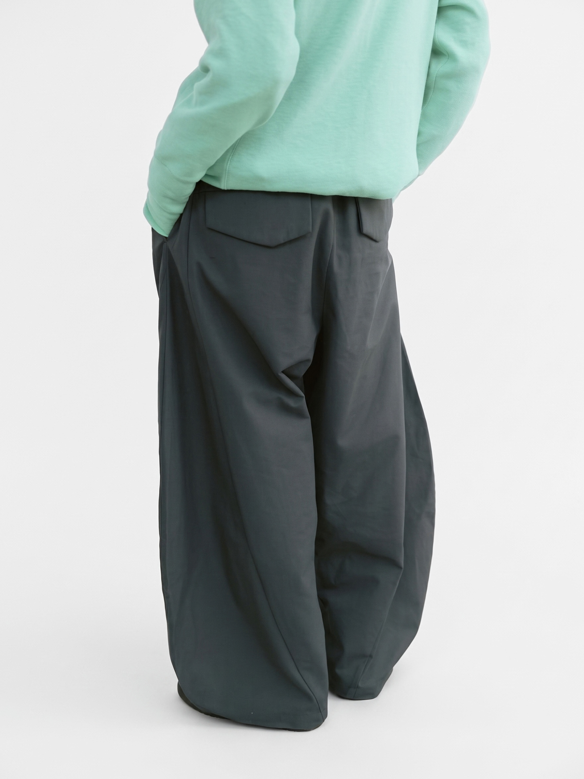 PleatMist - Unisex Irregular Pleated Waist Curved-Leg Pants